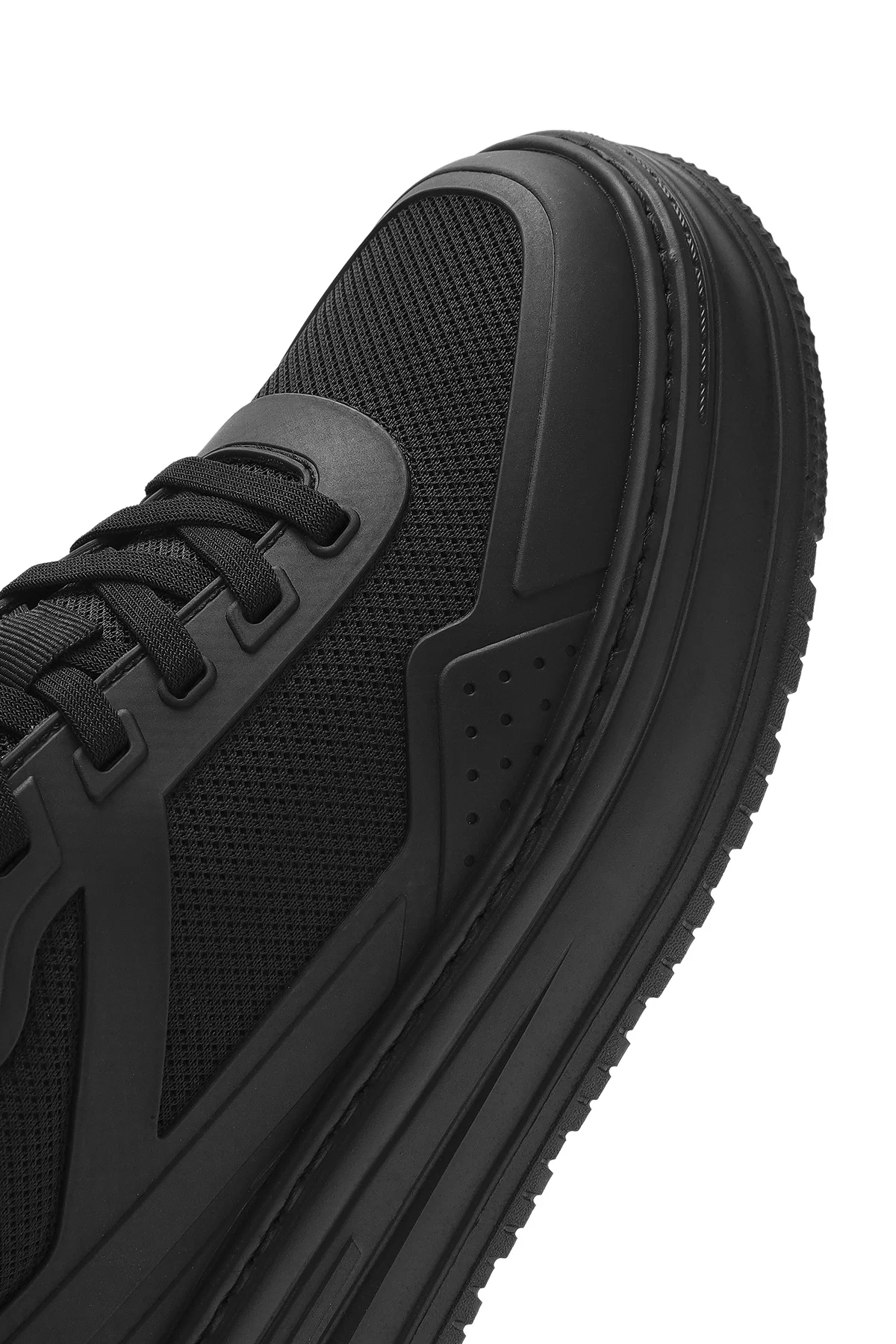 Erkek Siyah Bağcıklı Kalın Tabanlı Sneaker - Image 9