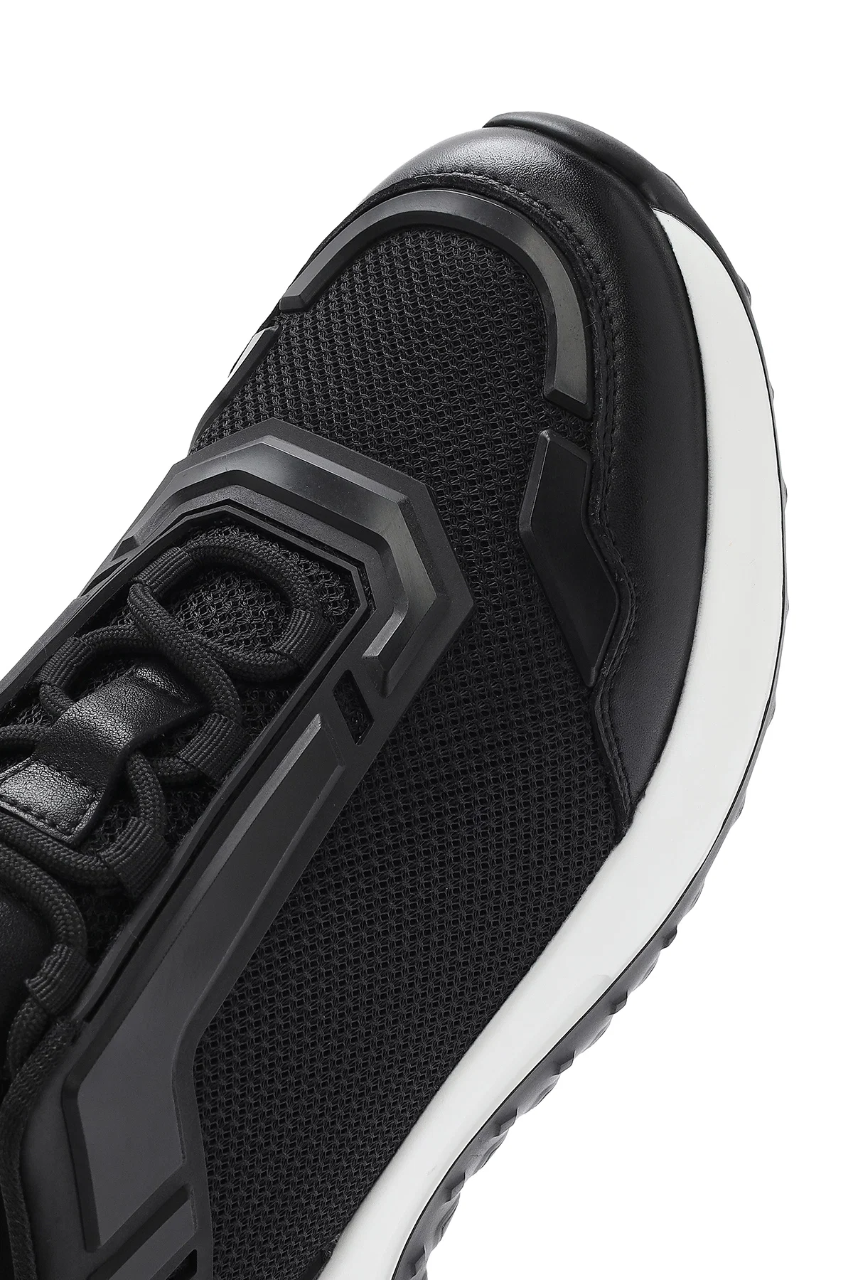 Erkek Siyah Bağcıklı Kalın Tabanlı Sneaker - Image 9