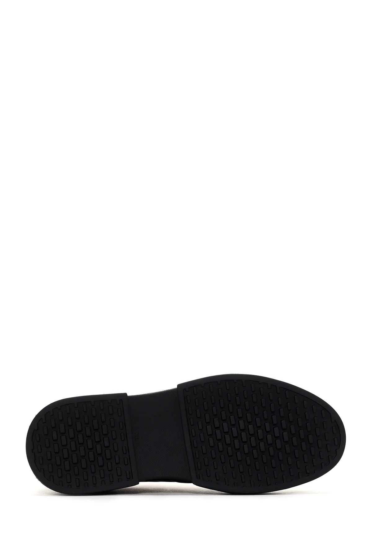 Erkek Siyah Bağcıklı Kapitone Deri Casual Sneaker - Image 4