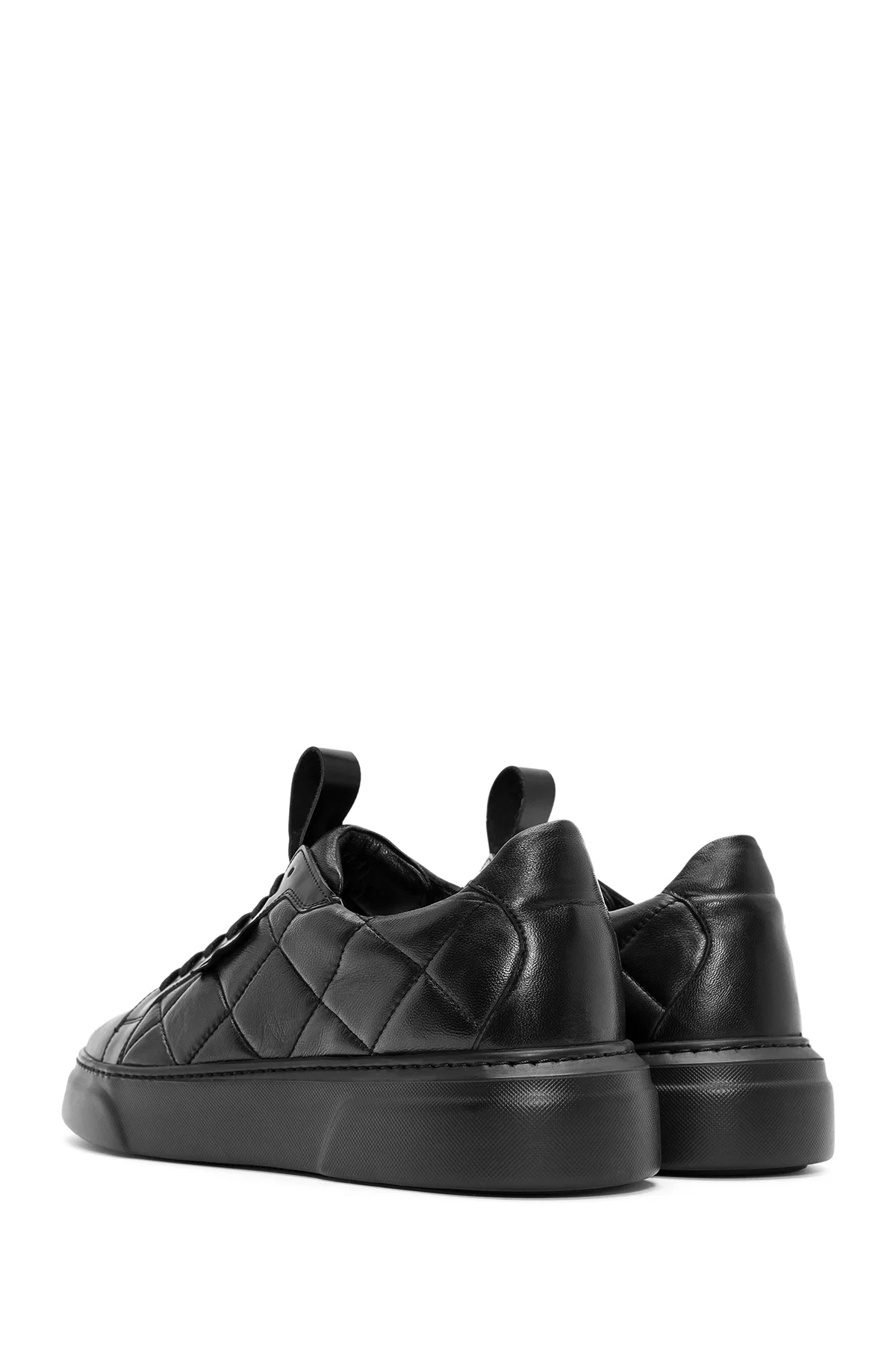 Erkek Siyah Bağcıklı Kroko Desenli Deri Sneaker - Image 5