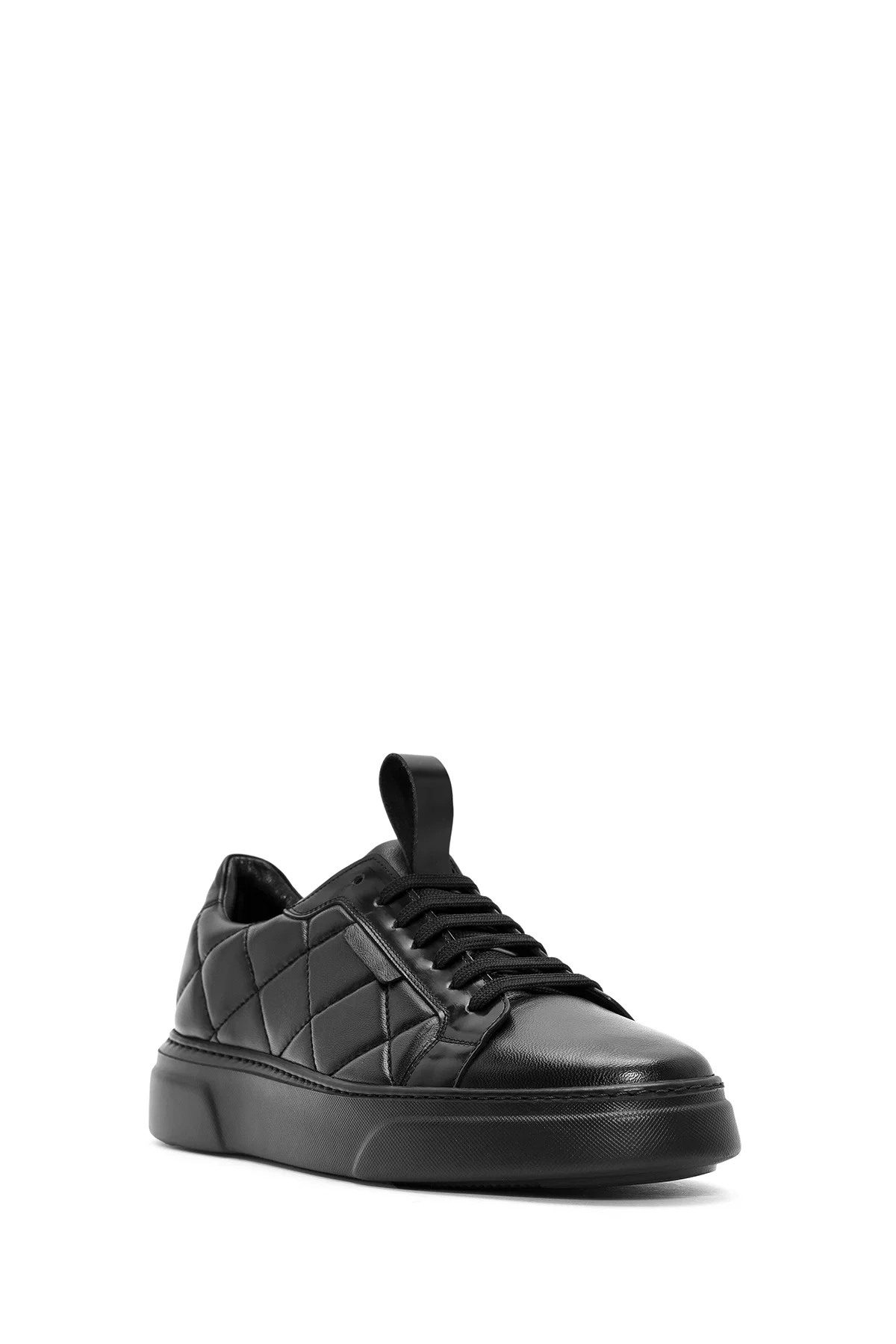 Erkek Siyah Bağcıklı Kroko Desenli Deri Sneaker - Image 6