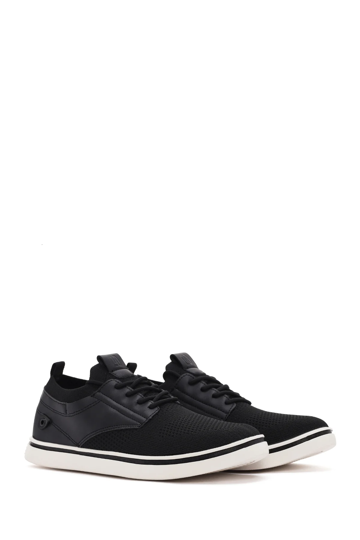 Erkek Siyah Bağcıklı Kumaş Sneaker - Image 3