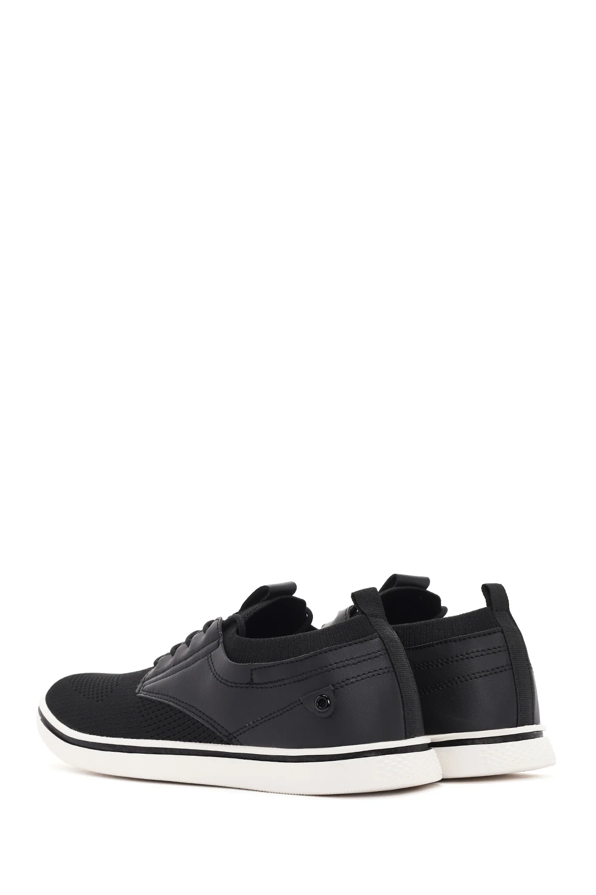 Erkek Siyah Bağcıklı Kumaş Sneaker - Image 5