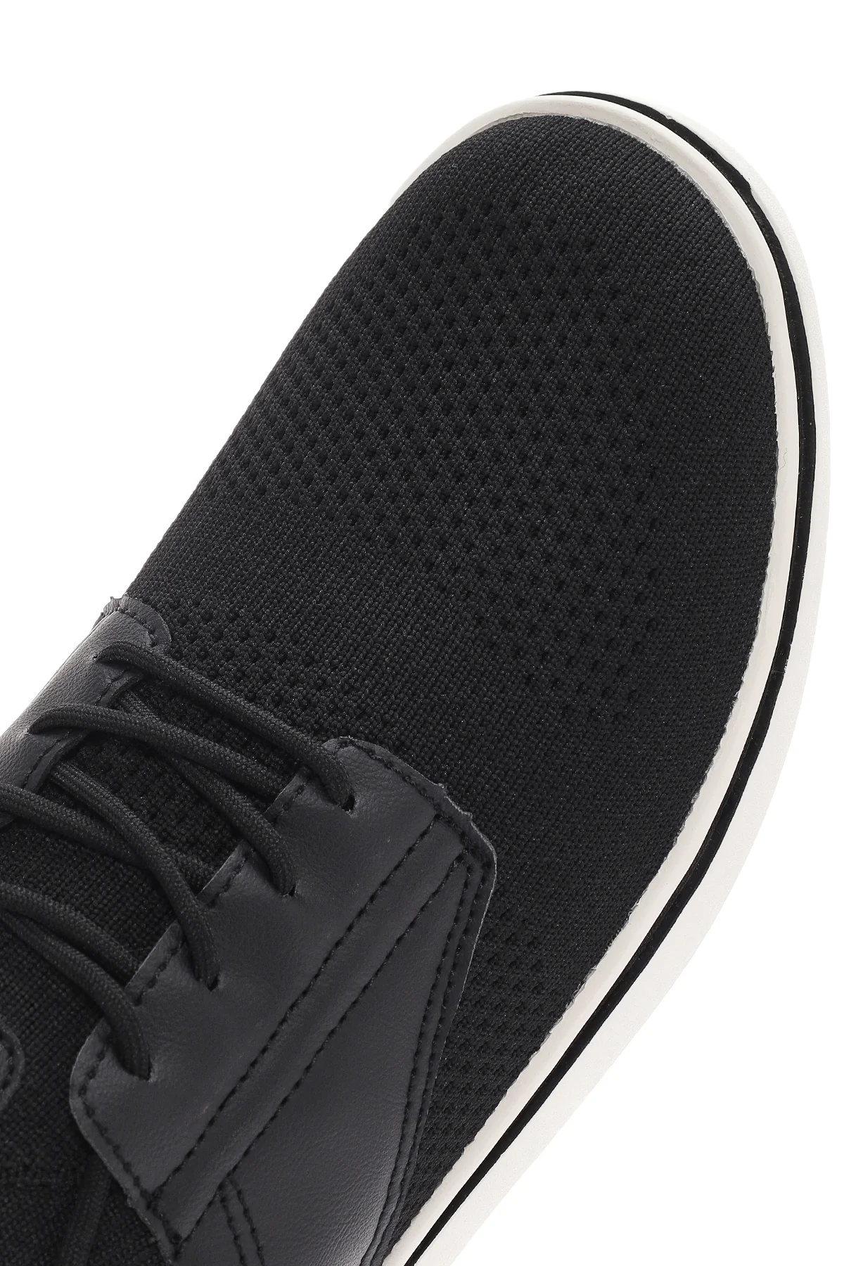 Erkek Siyah Bağcıklı Kumaş Sneaker - Image 9