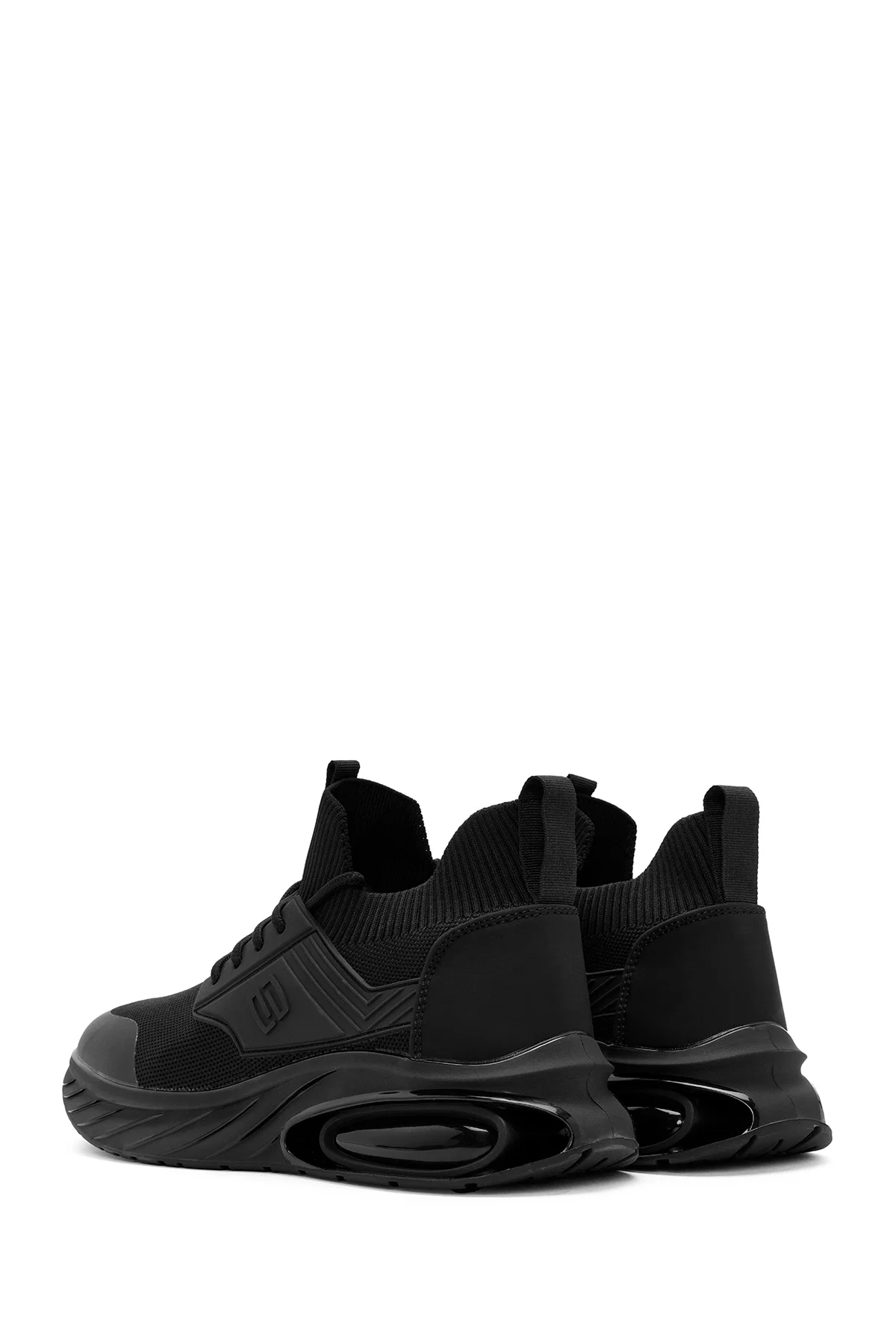 Erkek Siyah Bağcıklı Kumaş Sneaker - Image 5