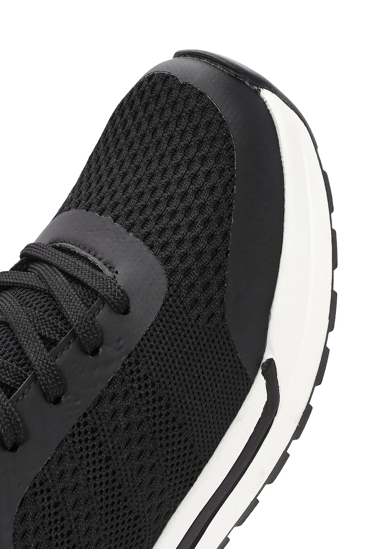 Erkek Siyah Bağcıklı Kumaş Sneaker - Image 10