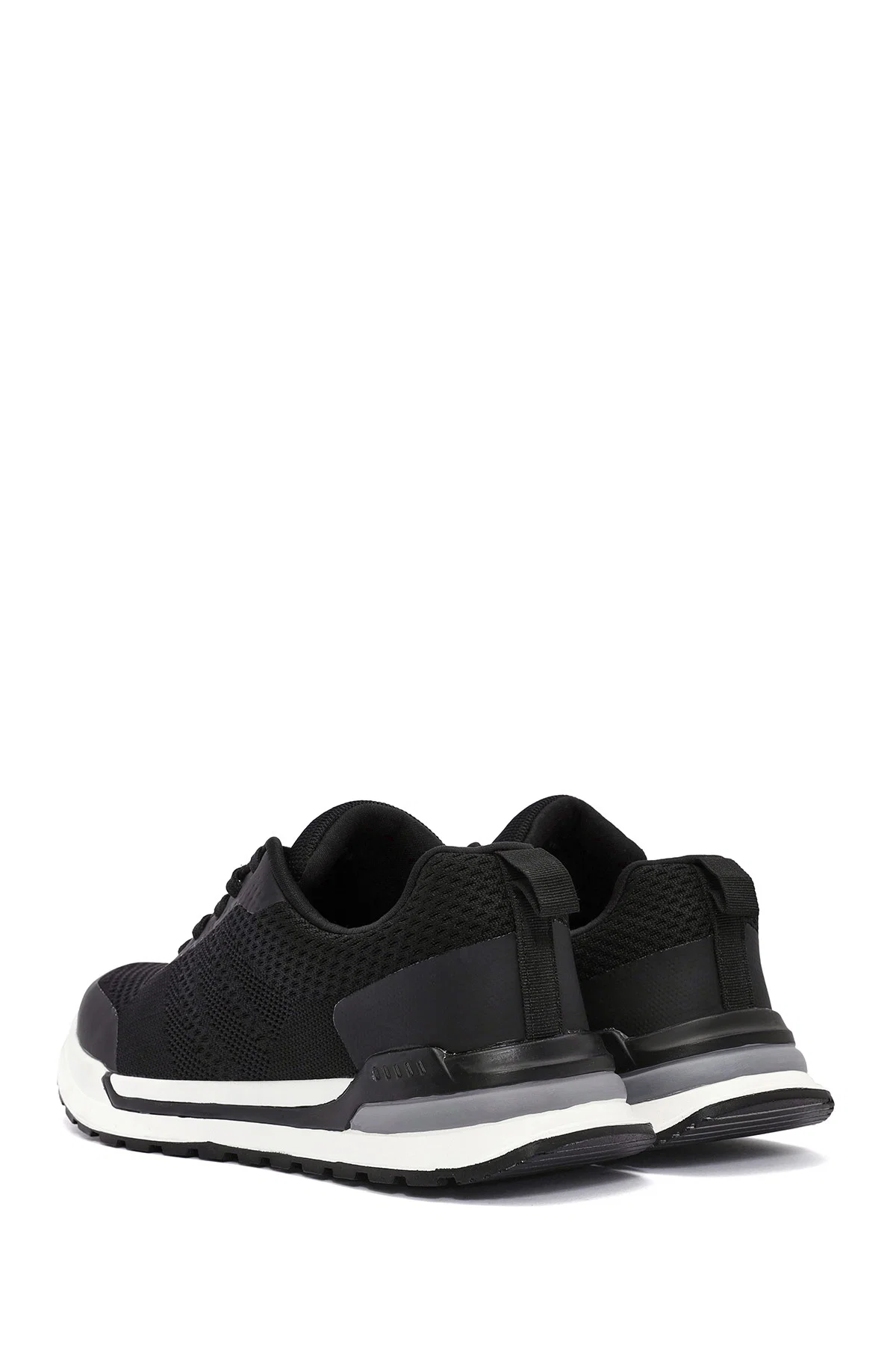 Erkek Siyah Bağcıklı Kumaş Sneaker - Image 5
