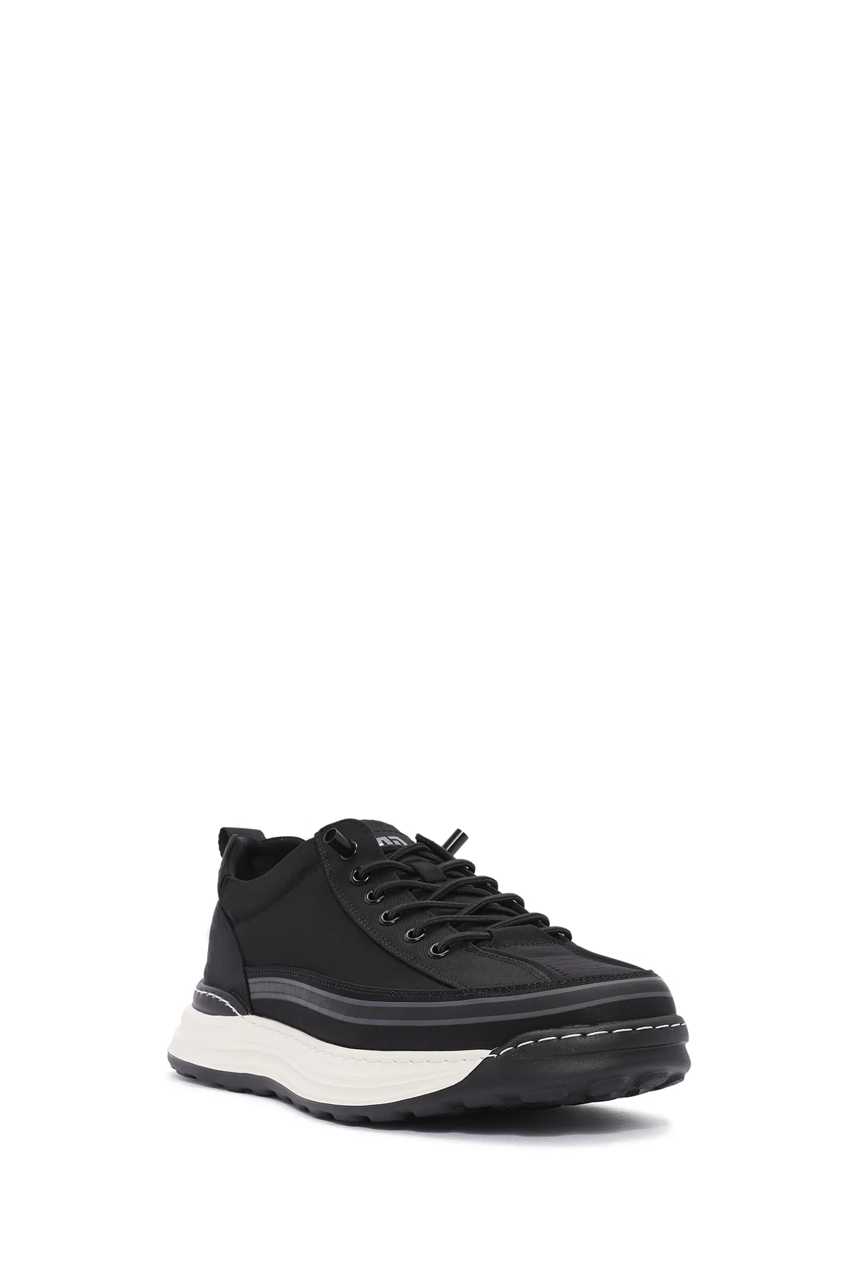Erkek Siyah Bağcıklı Kumaş Sneaker - Image 6