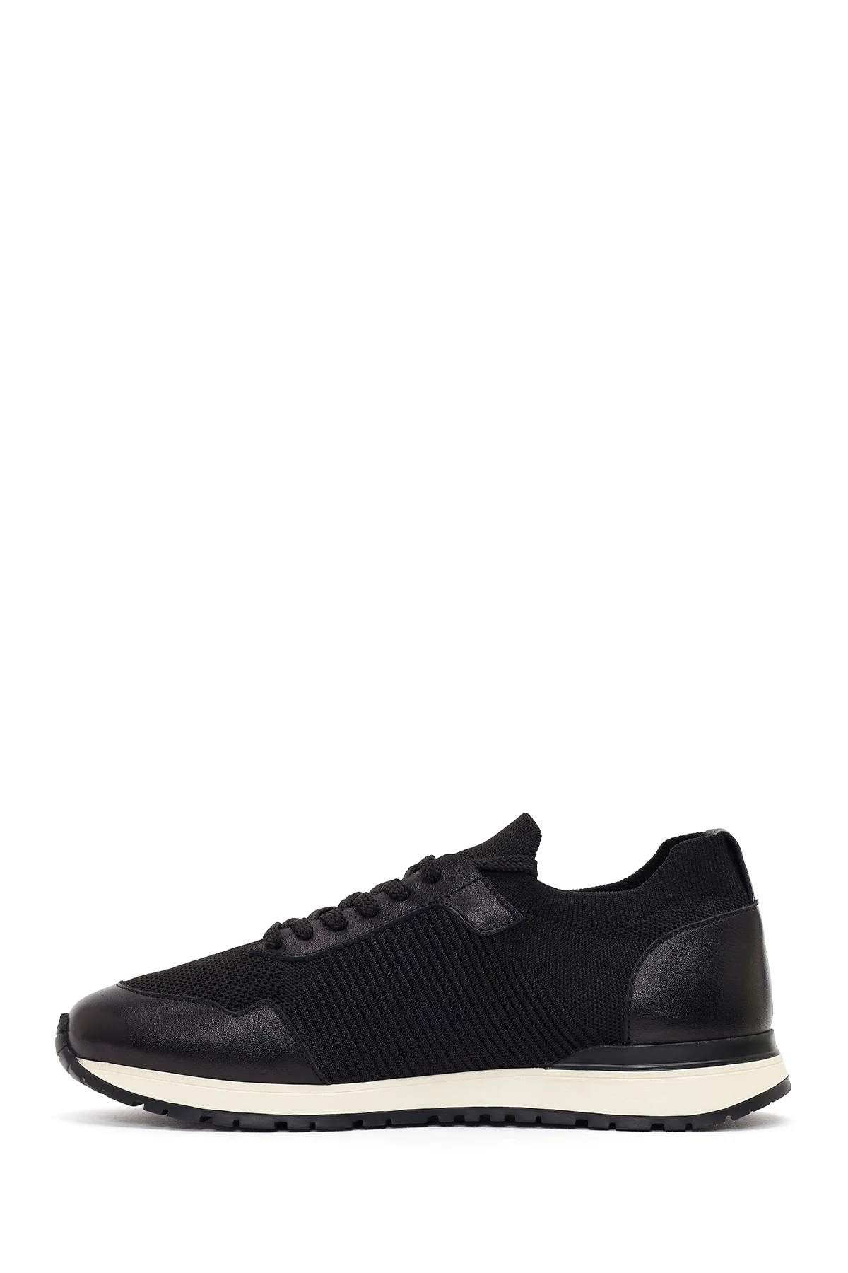 Erkek Siyah Bağcıklı Kumaş Sneaker - Image 3