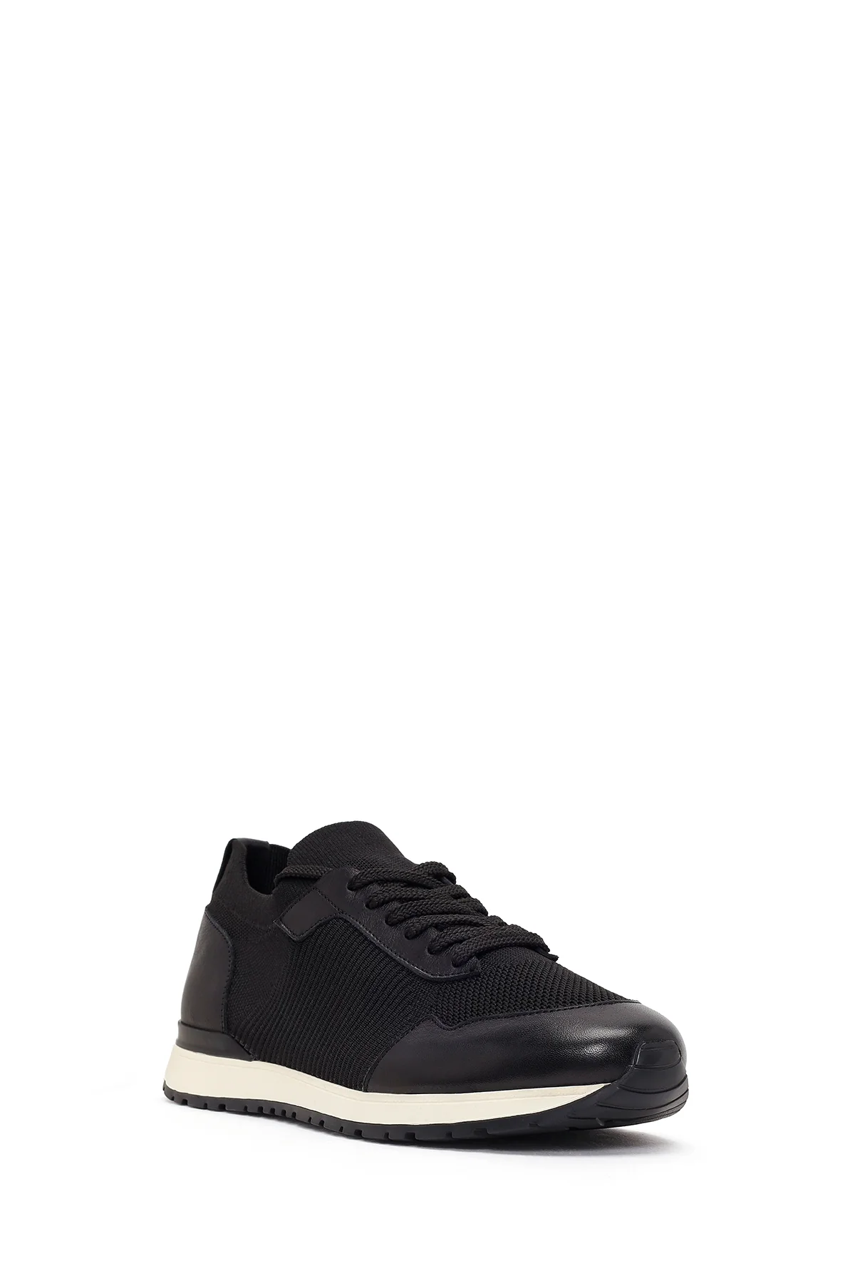 Erkek Siyah Bağcıklı Kumaş Sneaker - Image 7