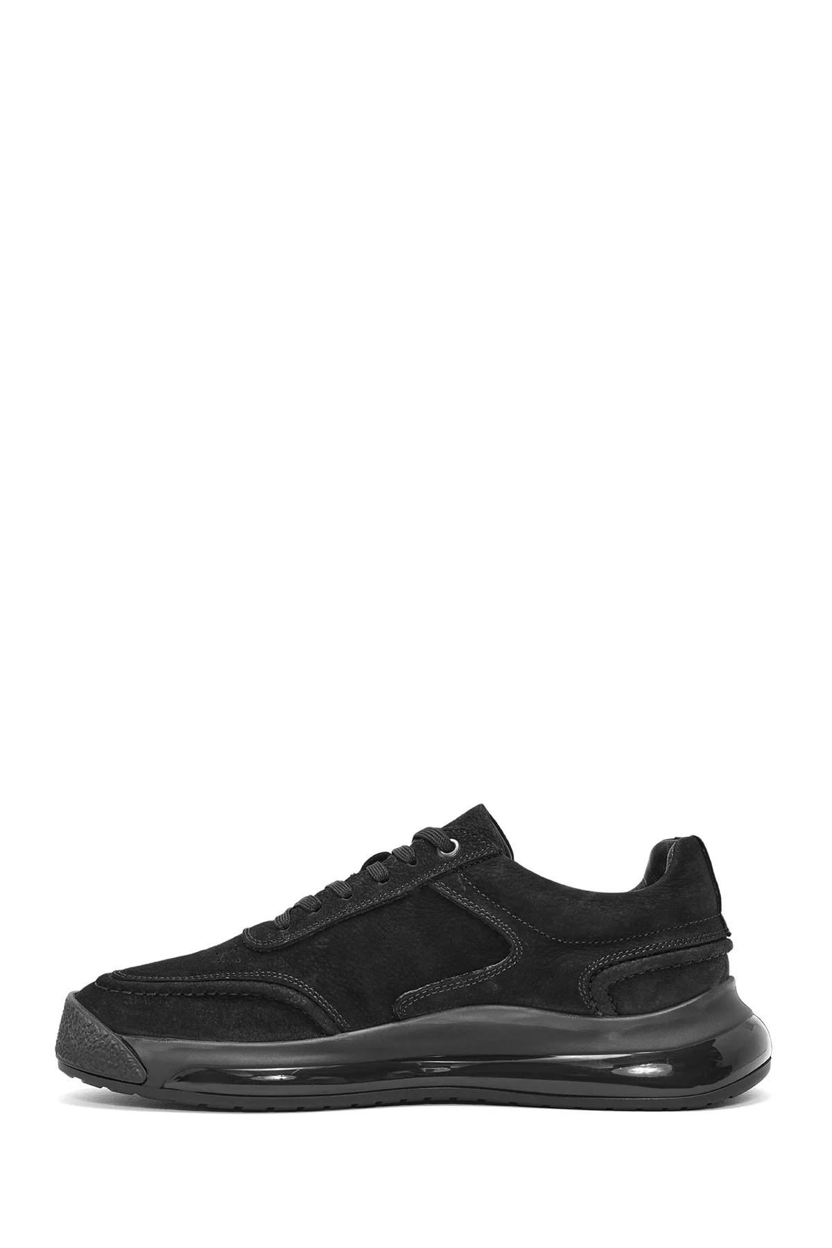Erkek Siyah Bağcıklı Nubuk Deri Sneaker - Image 2