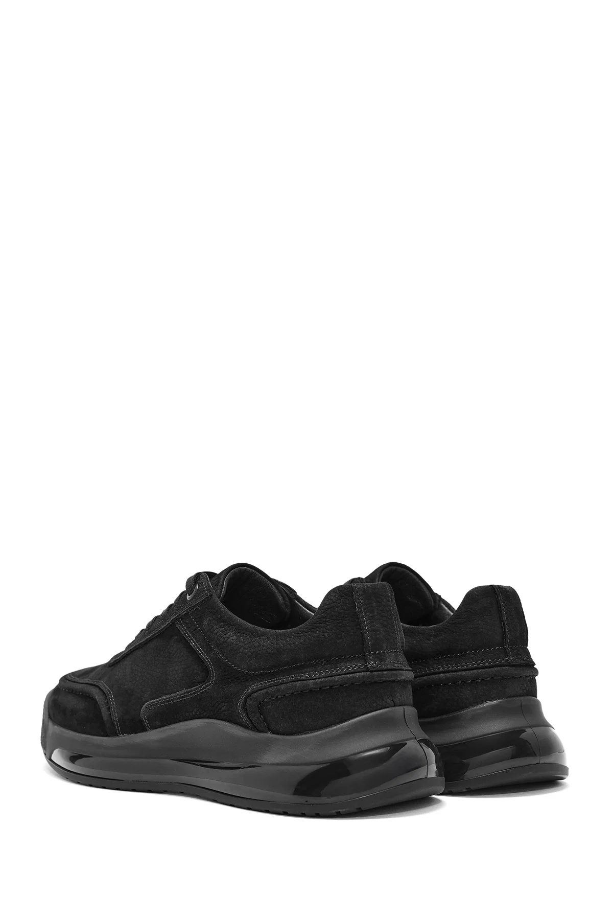 Erkek Siyah Bağcıklı Nubuk Deri Sneaker - Image 5