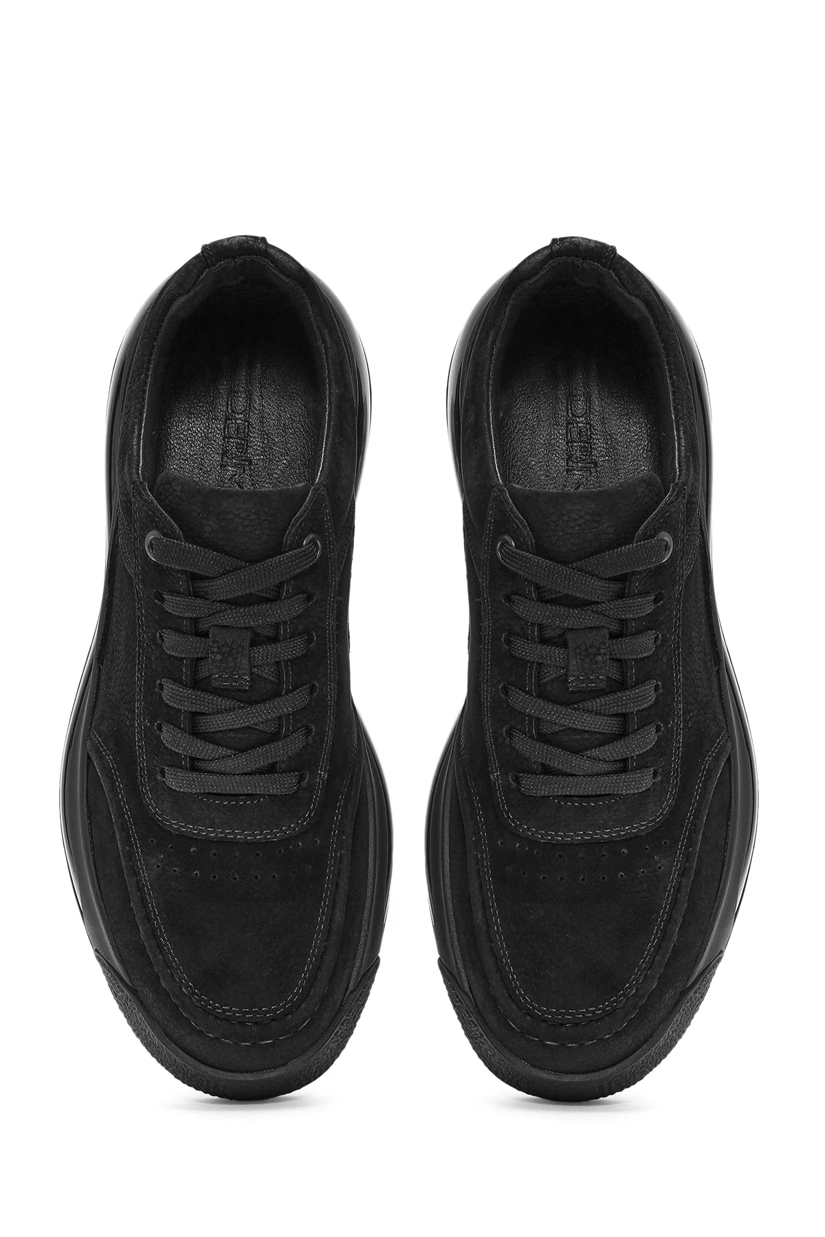 Erkek Siyah Bağcıklı Nubuk Deri Sneaker - Image 7