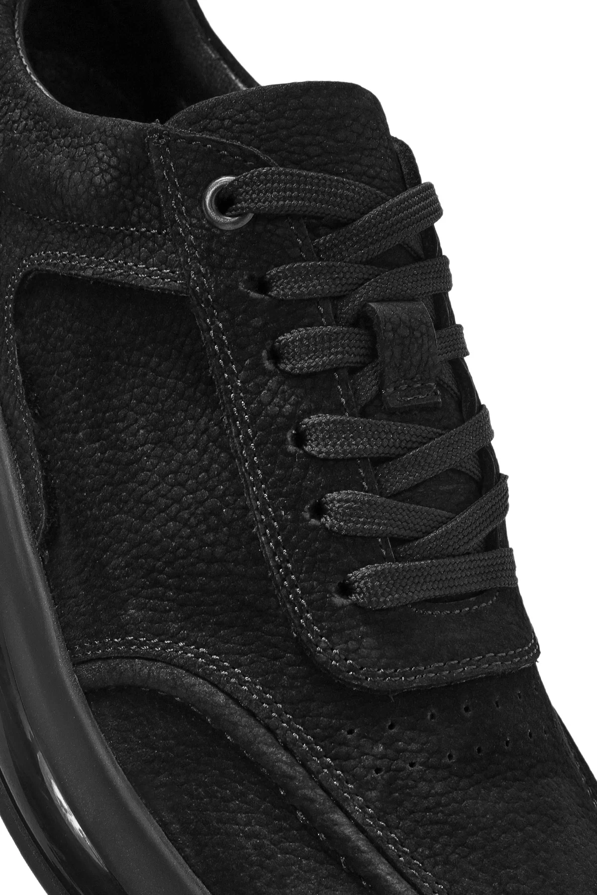 Erkek Siyah Bağcıklı Nubuk Deri Sneaker - Image 9