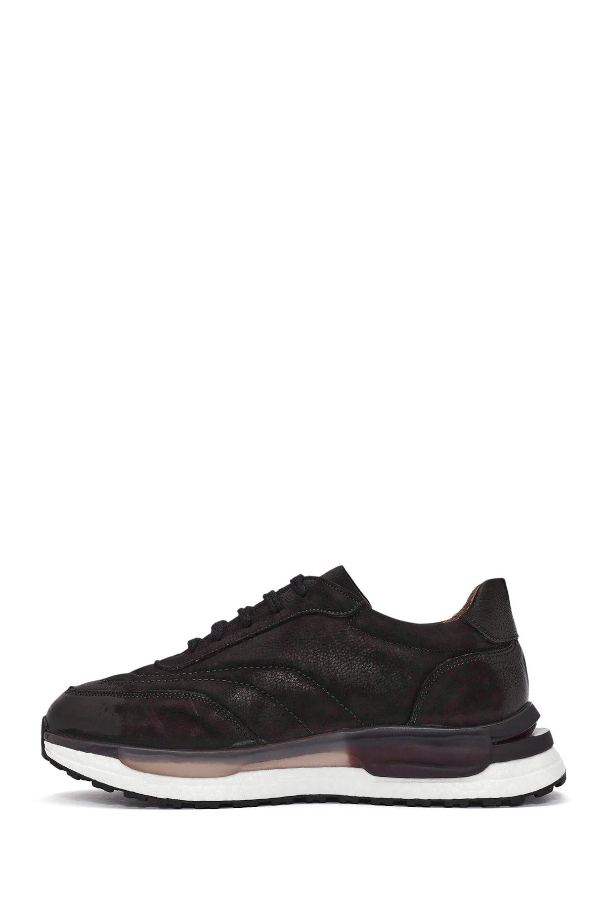 Erkek Siyah Bağcıklı Nubuk Deri Sneaker - Image 2