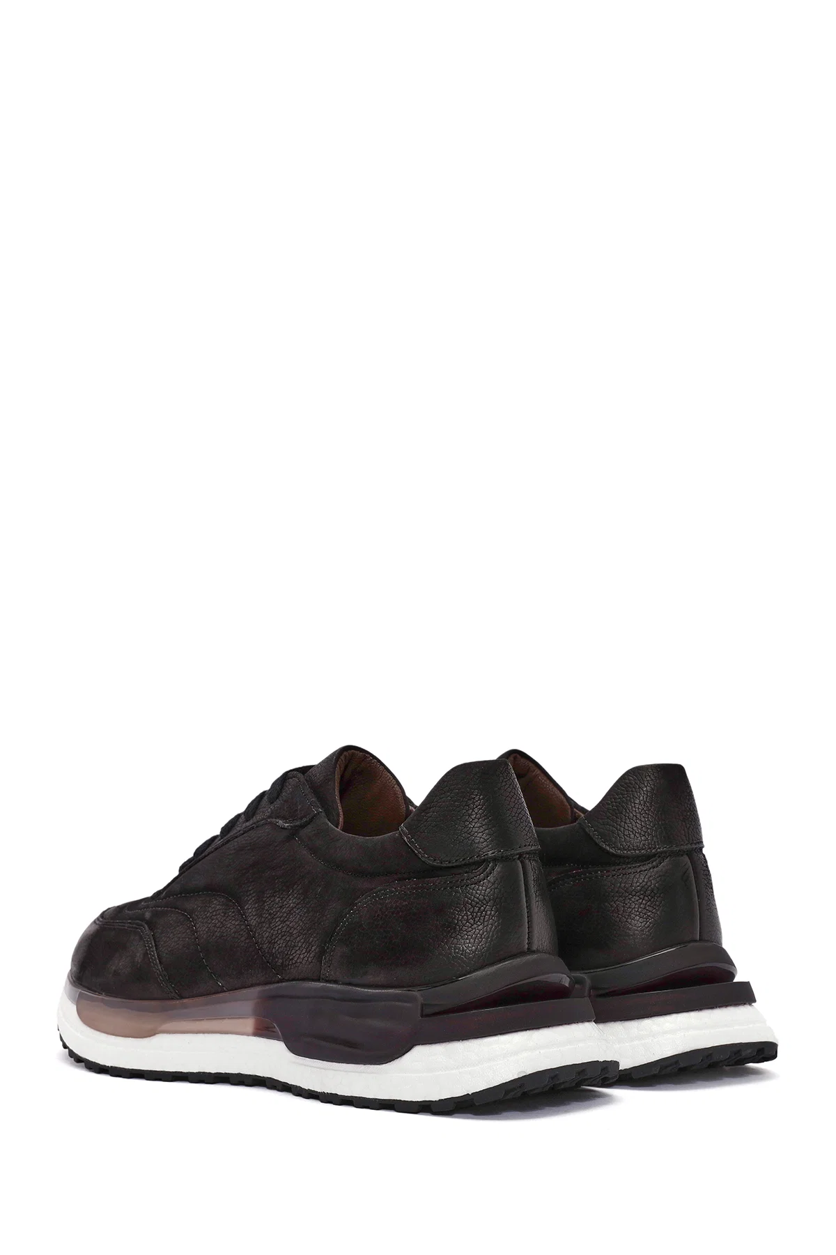 Erkek Siyah Bağcıklı Nubuk Deri Sneaker - Image 5