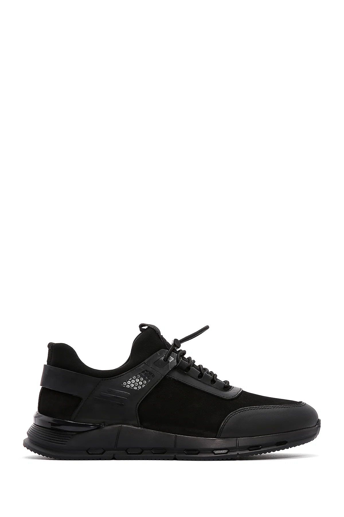 Erkek Siyah Bağcıklı Nubuk Deri Sneaker - Image 2
