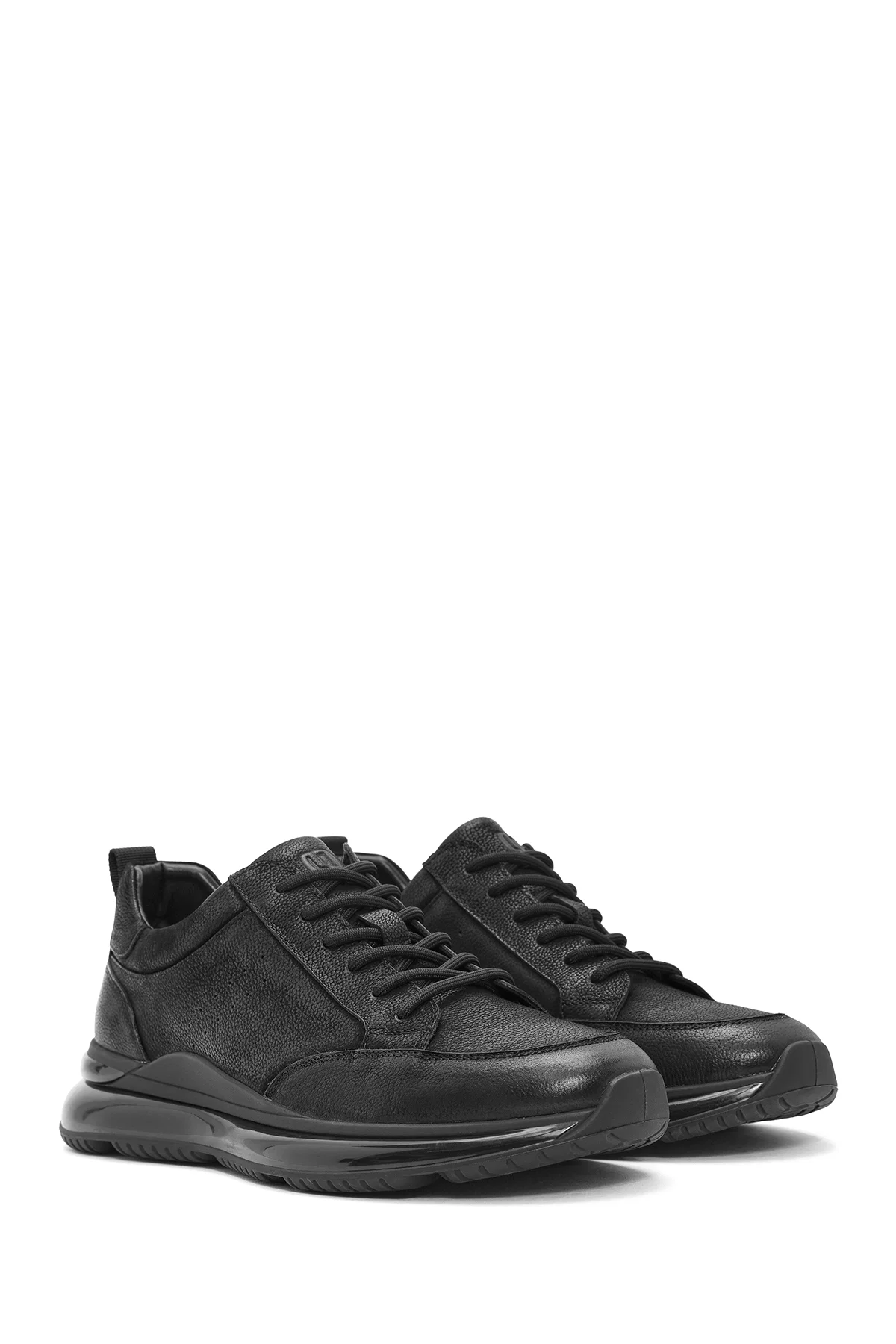 Erkek Siyah Bağcıklı Nubuk Deri Sneaker - Image 3