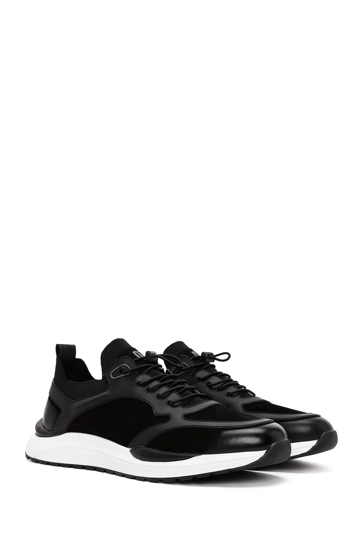 Erkek Siyah Bağcıklı Nubuk Deri Sneaker - Image 3