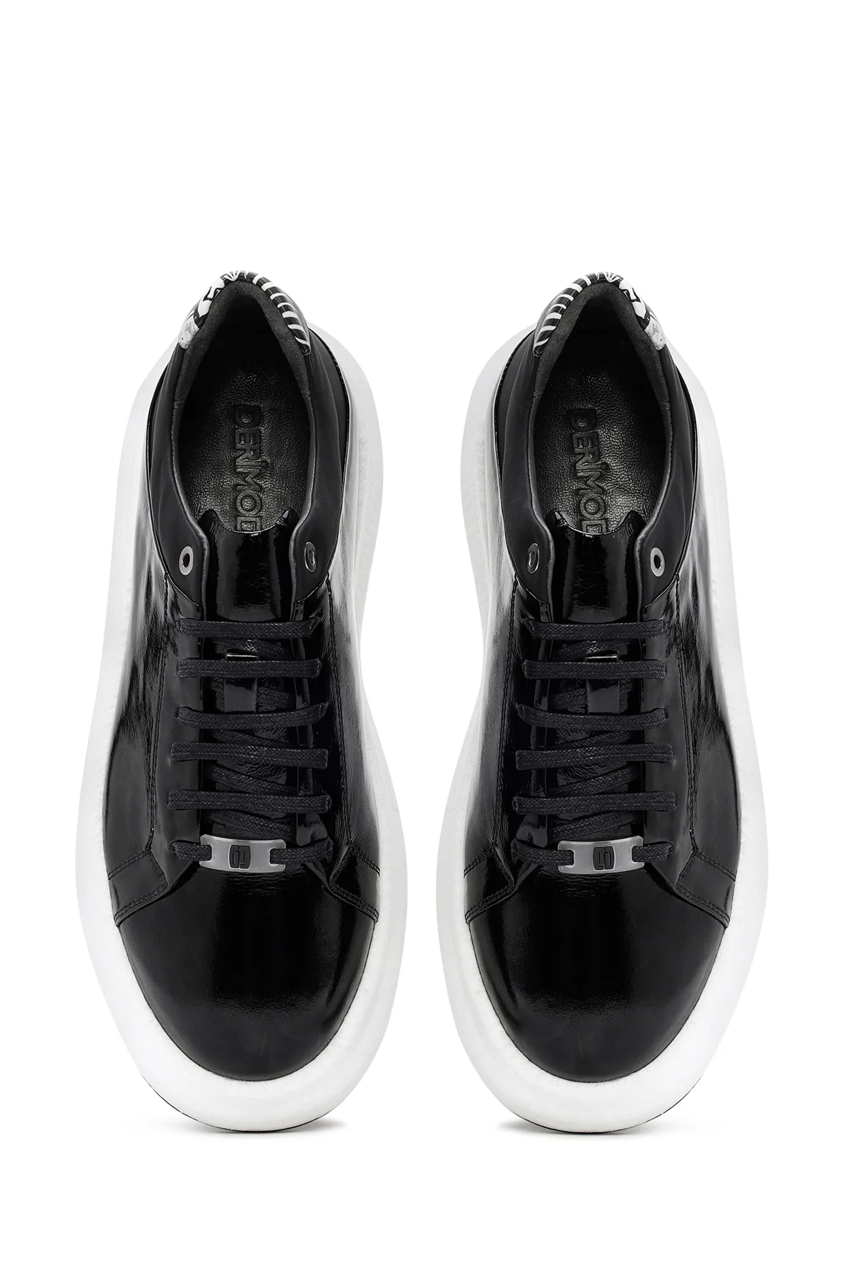 Erkek Siyah Bağcıklı Rugan Deri Sneaker - Image 7