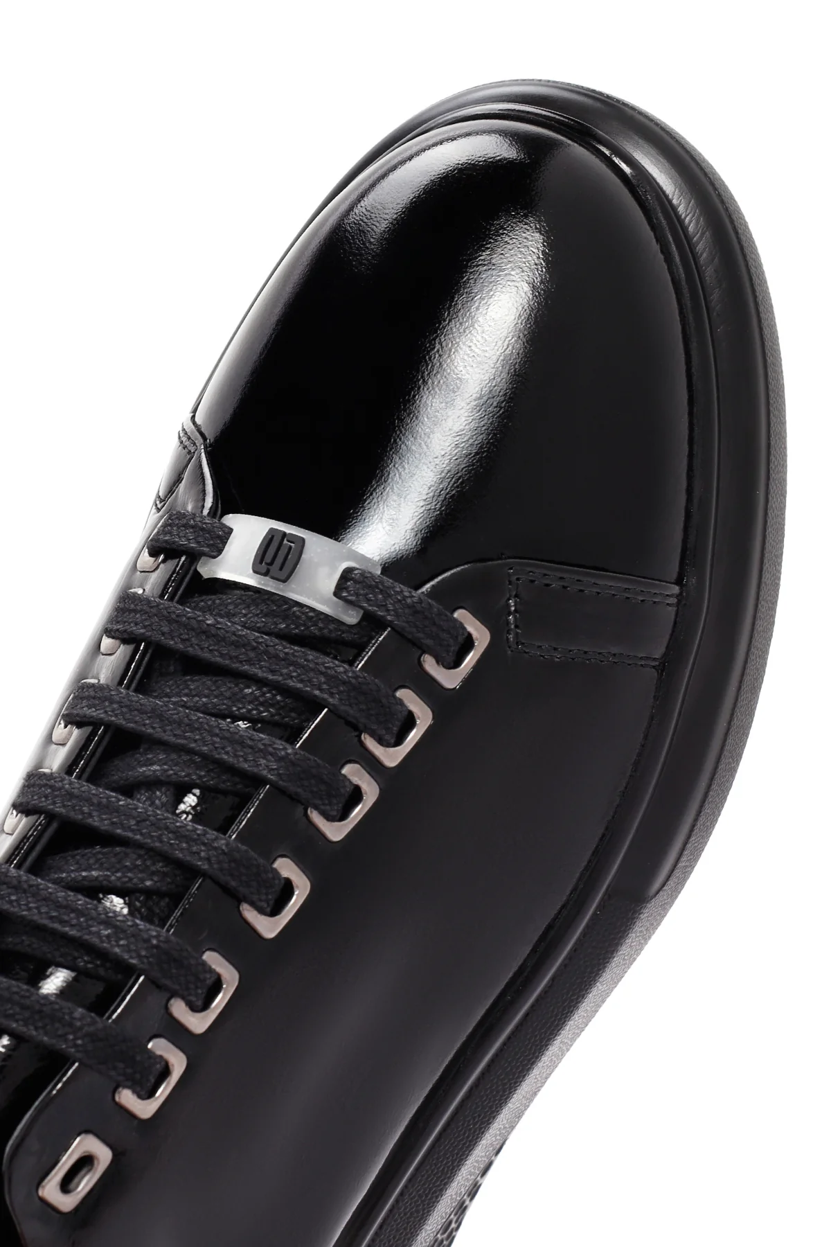 Erkek Siyah Bağcıklı Rugan Deri Sneaker - Image 10