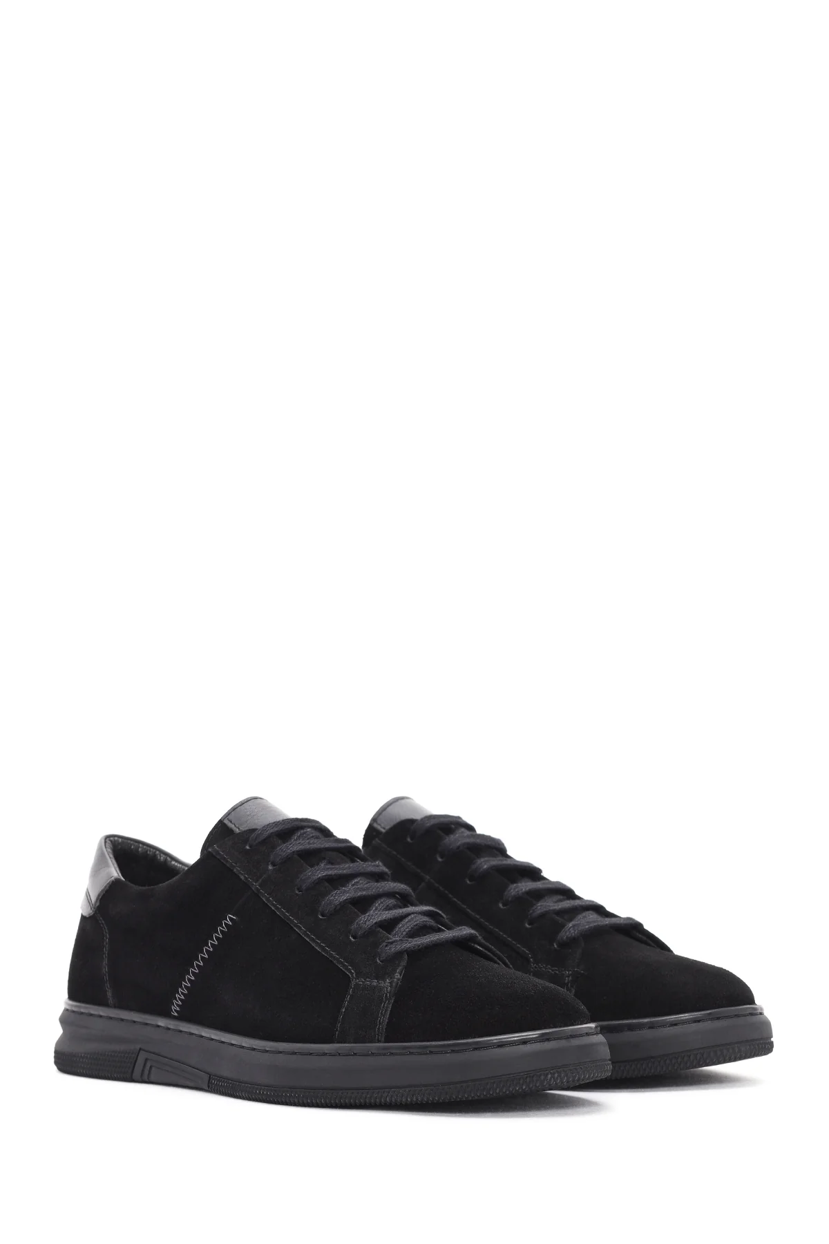 Erkek Siyah Bağcıklı Süet Deri Sneaker - Image 3