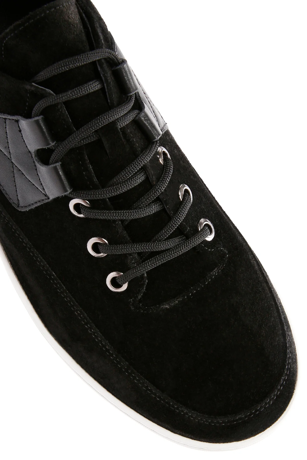 Erkek Siyah Bağcıklı Süet Deri Sneaker - Image 10