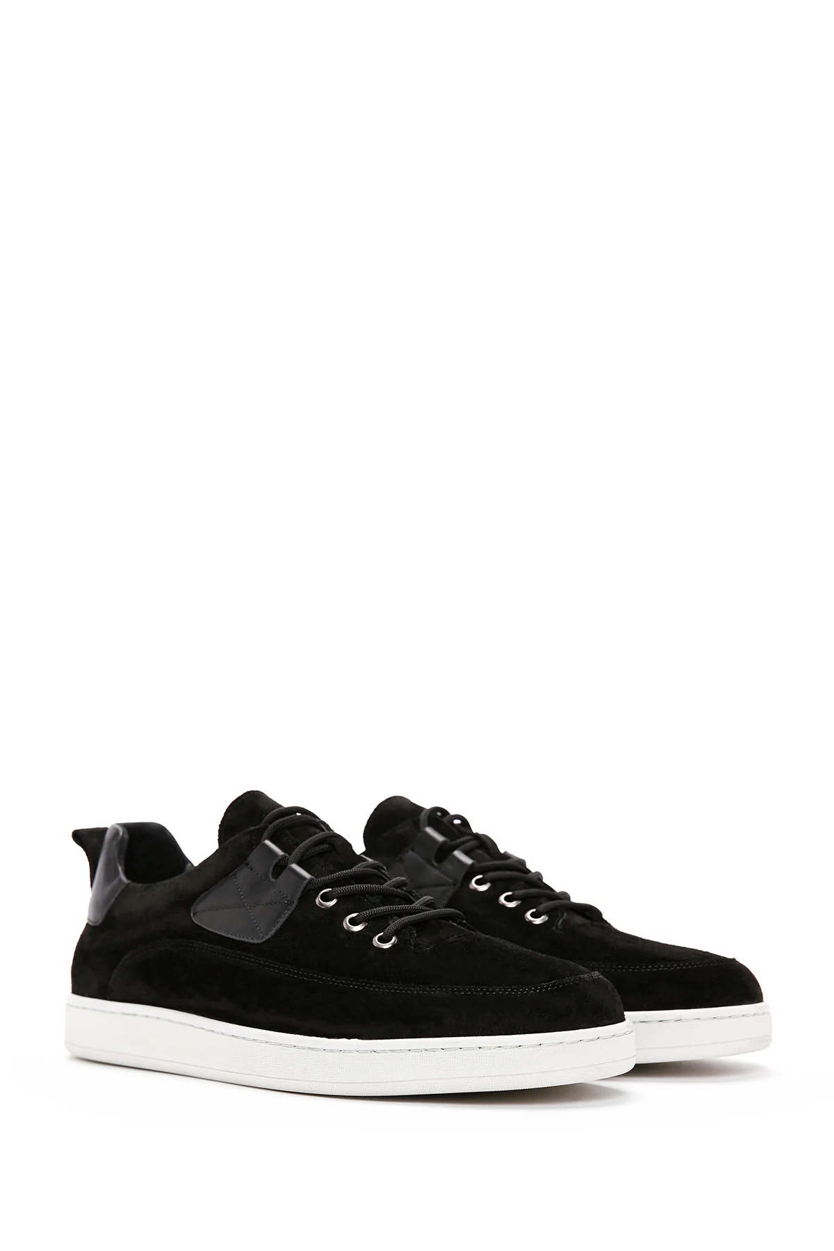 Erkek Siyah Bağcıklı Süet Deri Sneaker - Image 3