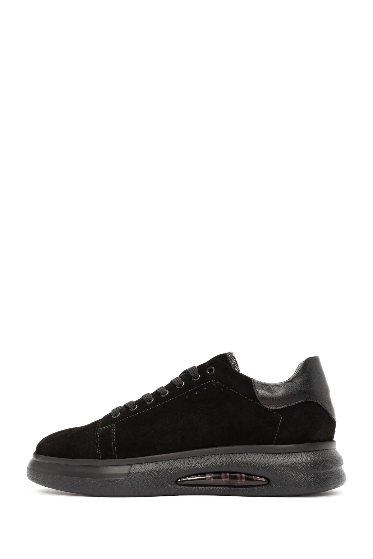 Erkek Siyah Bağcıklı Süet Deri Sneaker - Image 2