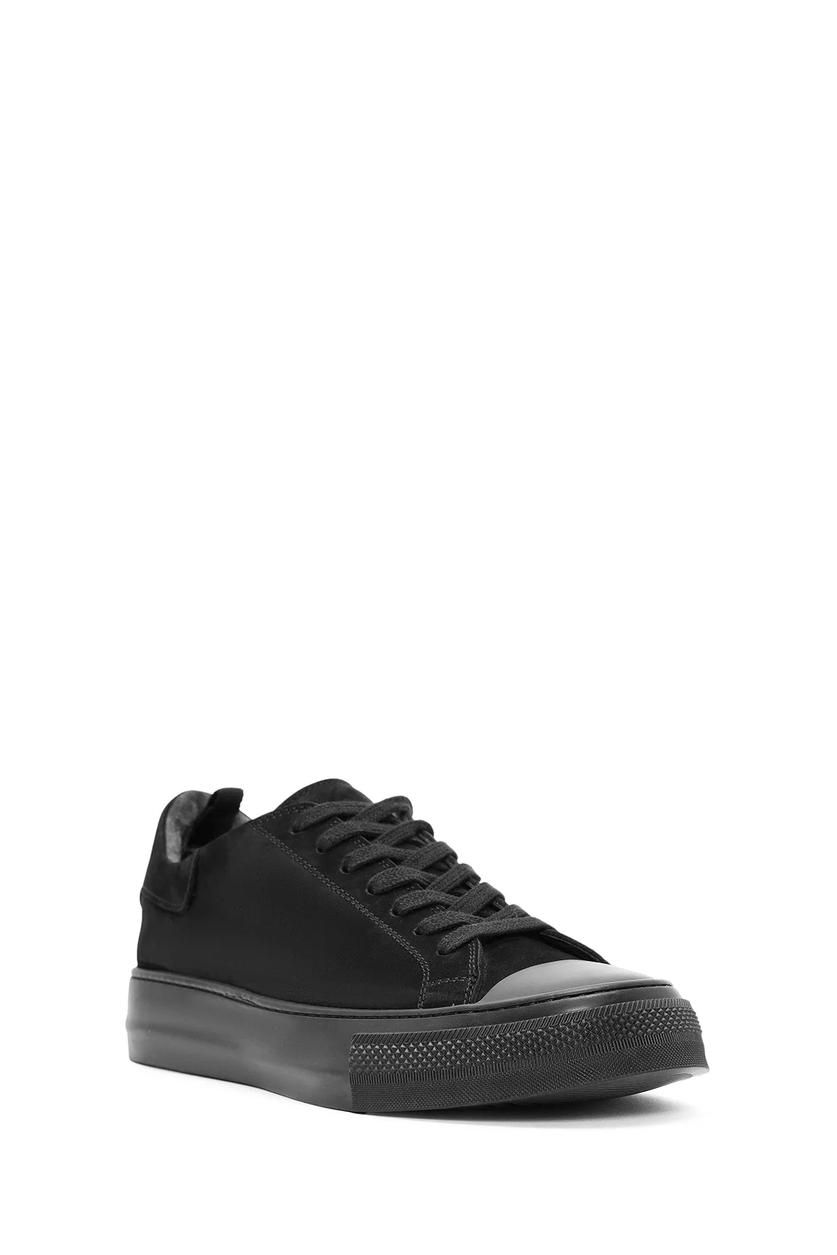 Erkek Siyah Bağcıklı Süet Deri Sneaker - Image 6