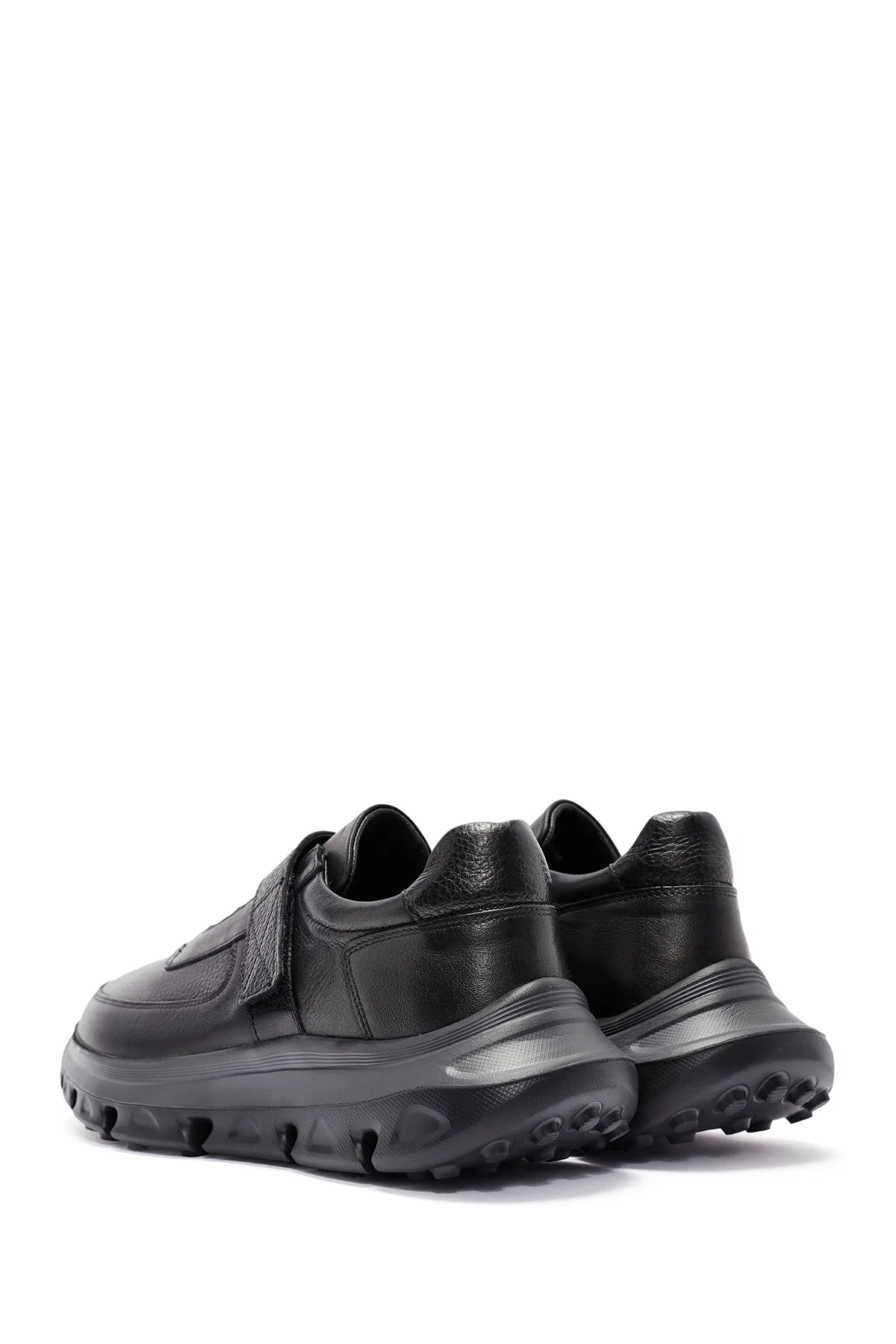 Erkek Siyah Bantlı Deri Sneaker - Image 5
