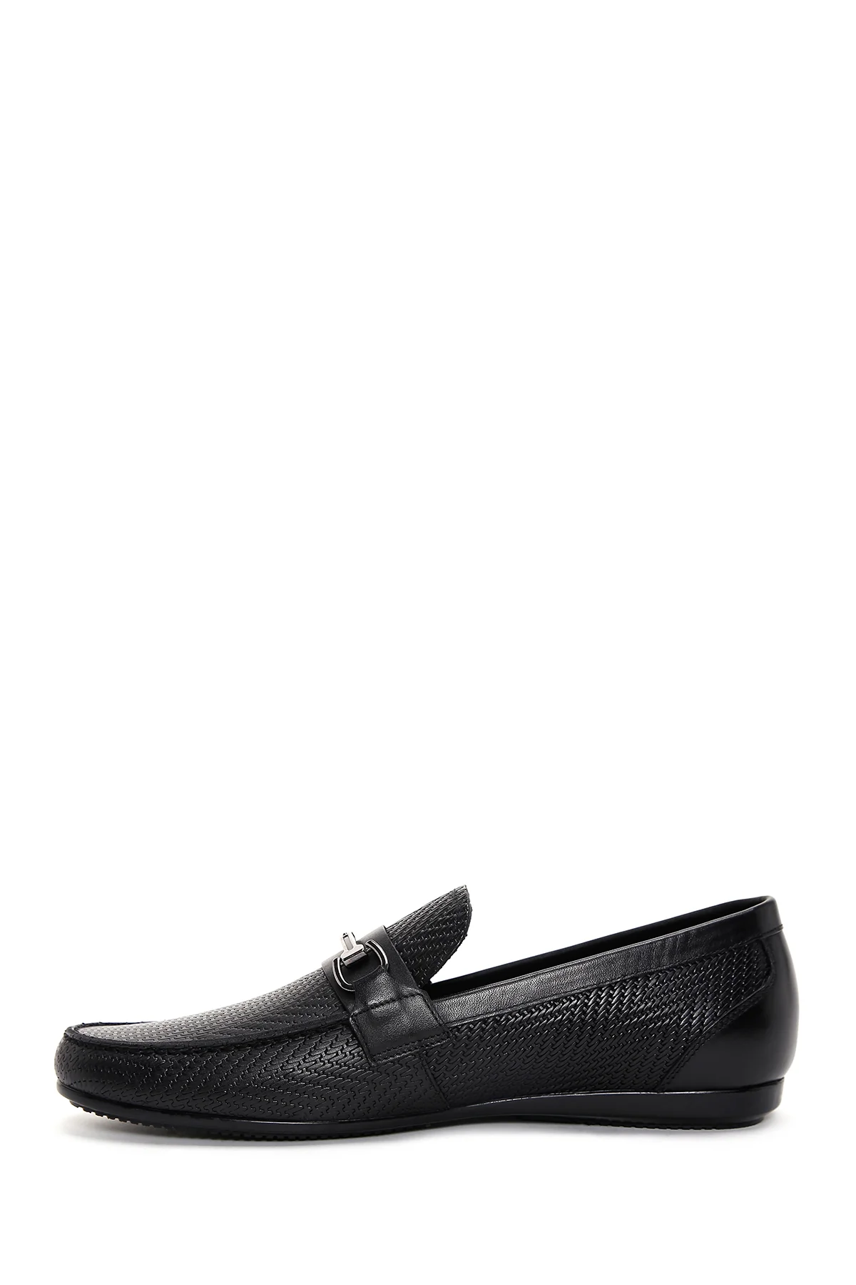 Erkek Siyah Baskılı Deri Casual Loafer - Image 2