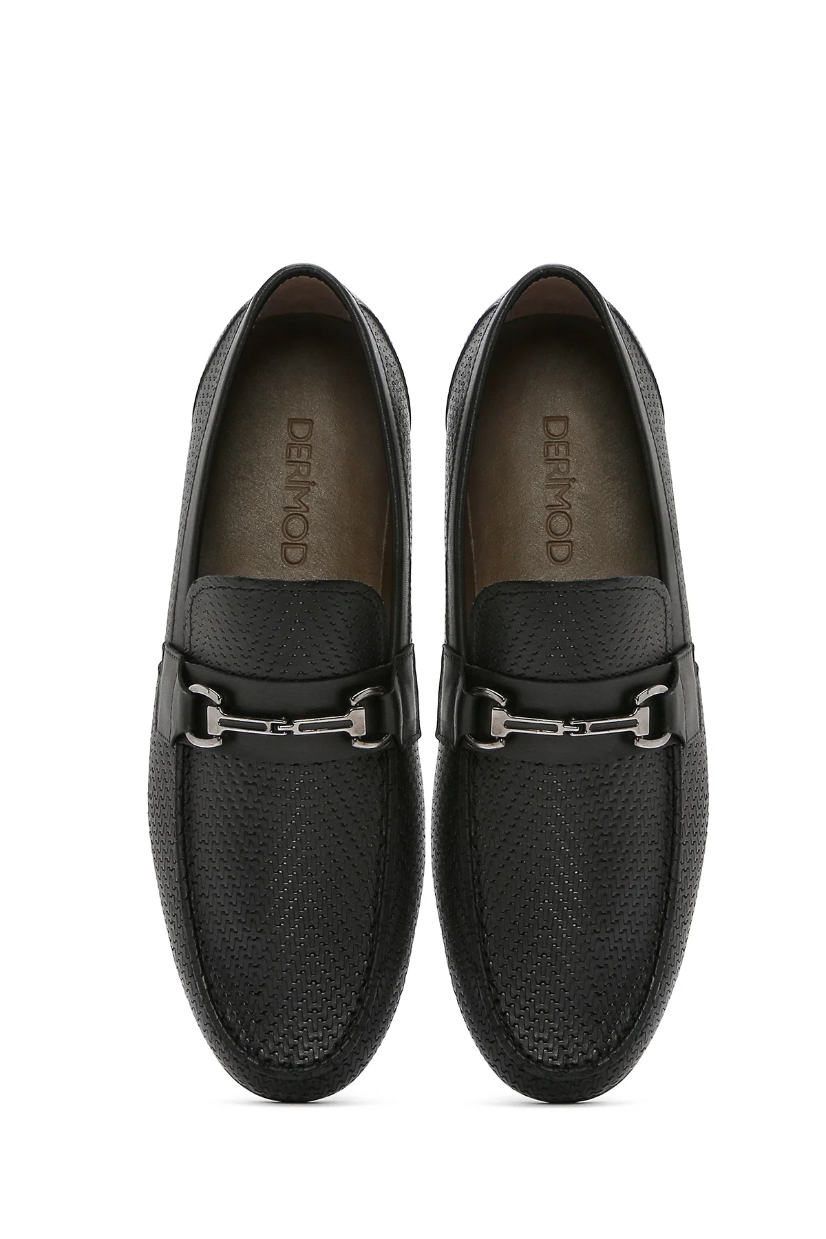 Erkek Siyah Baskılı Deri Casual Loafer - Image 7