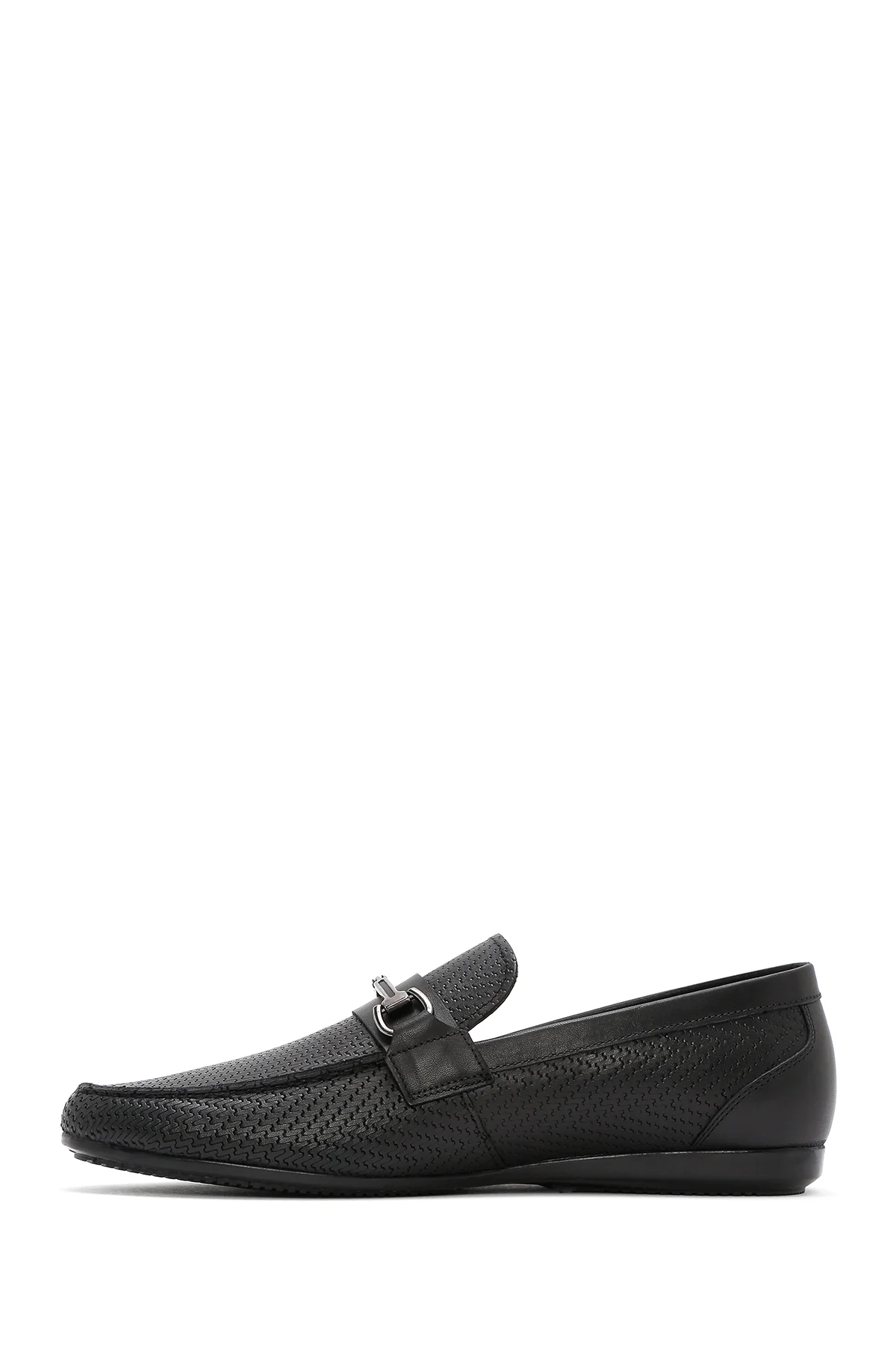 Erkek Siyah Baskılı Deri Casual Loafer - Image 3