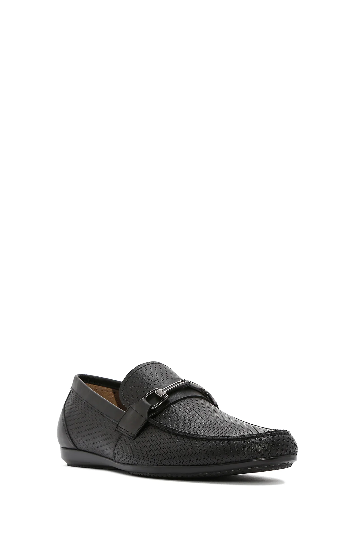 Erkek Siyah Baskılı Deri Casual Loafer - Image 7