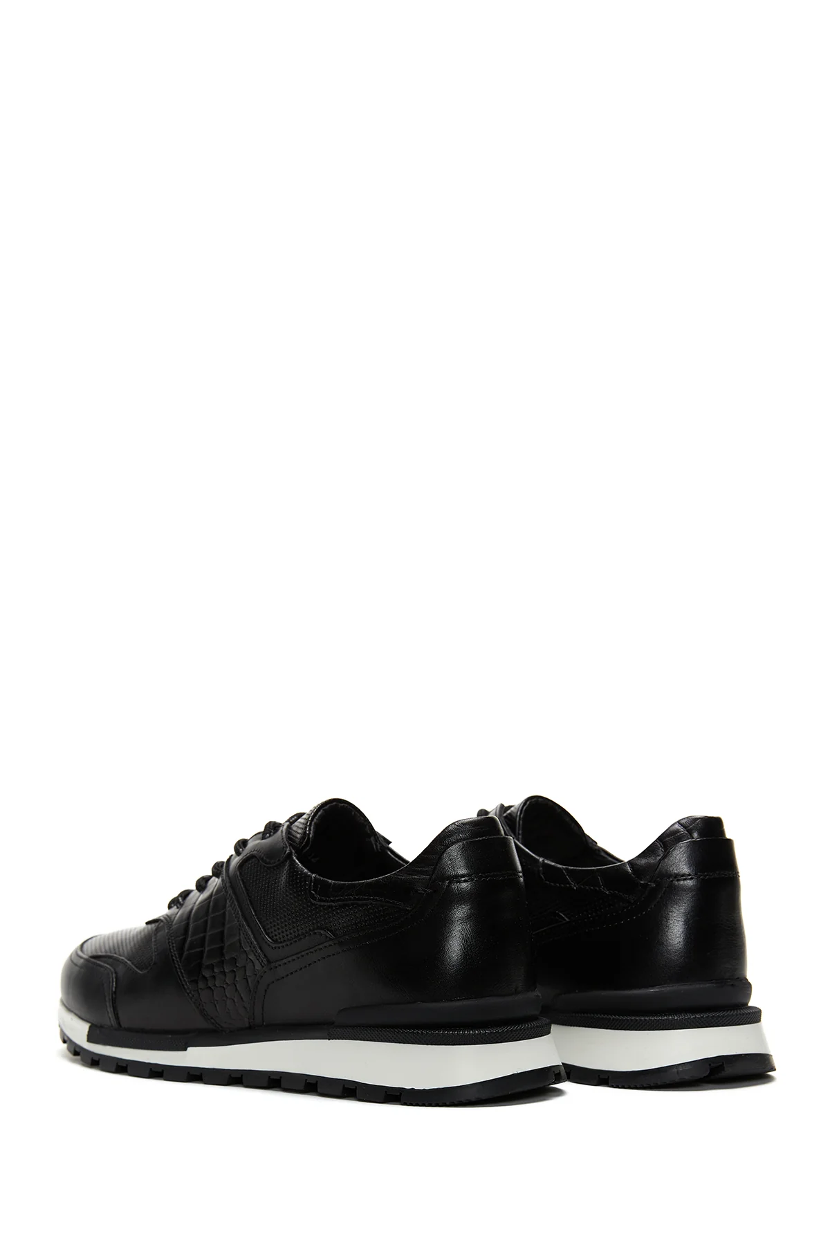 Erkek Siyah Deri Baskılı Sneaker - Image 5