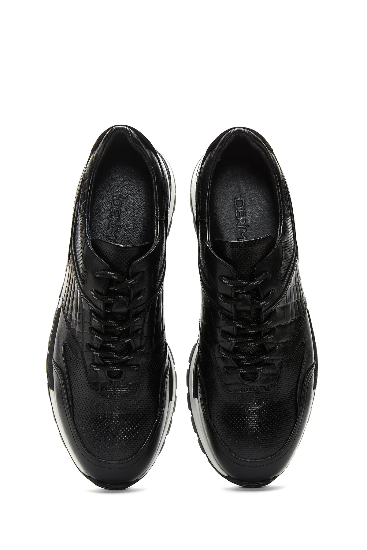 Erkek Siyah Deri Baskılı Sneaker - Image 6