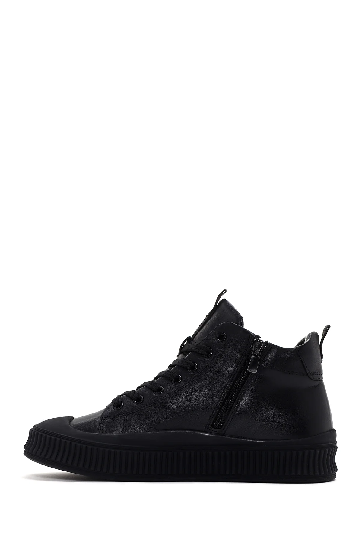 Erkek Siyah Deri Bilekli Sneaker - Image 2