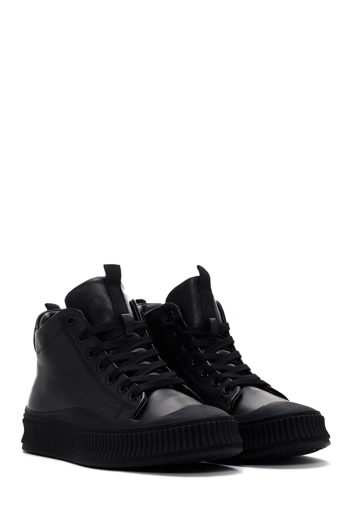 Erkek Siyah Deri Bilekli Sneaker - Image 3