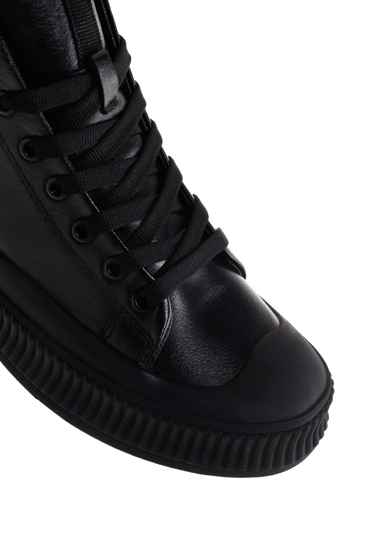 Erkek Siyah Deri Bilekli Sneaker - Image 9
