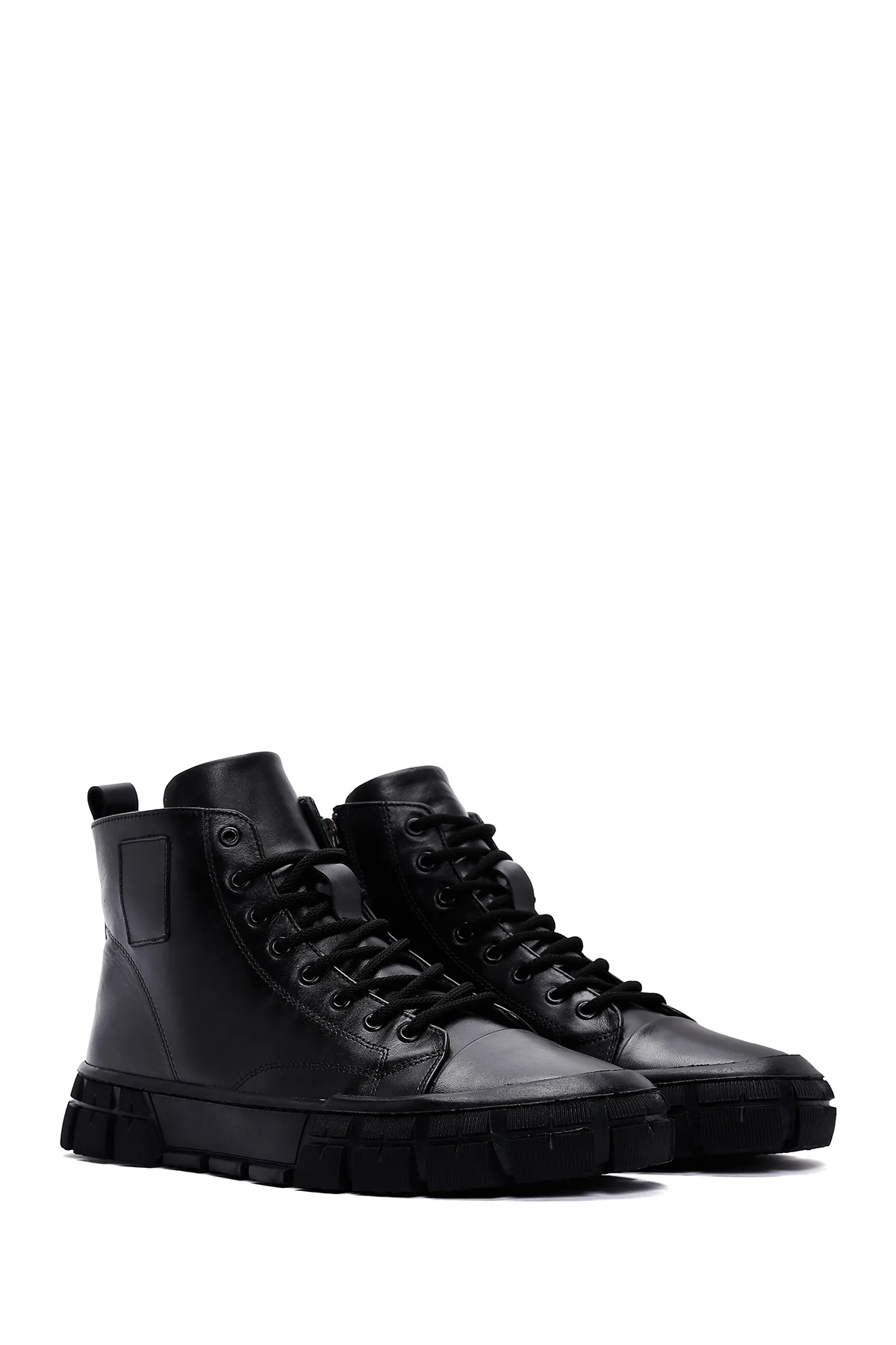 Erkek Siyah Deri Bilekli Sneaker - Image 3