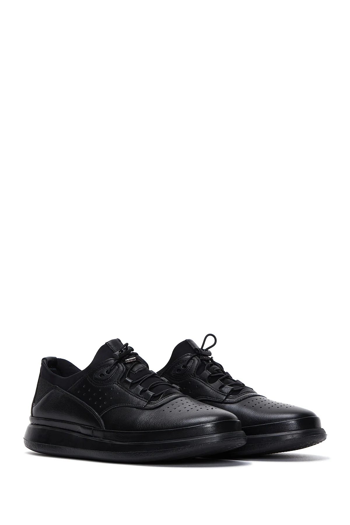 Erkek Siyah Deri Casual Sneaker - Image 3