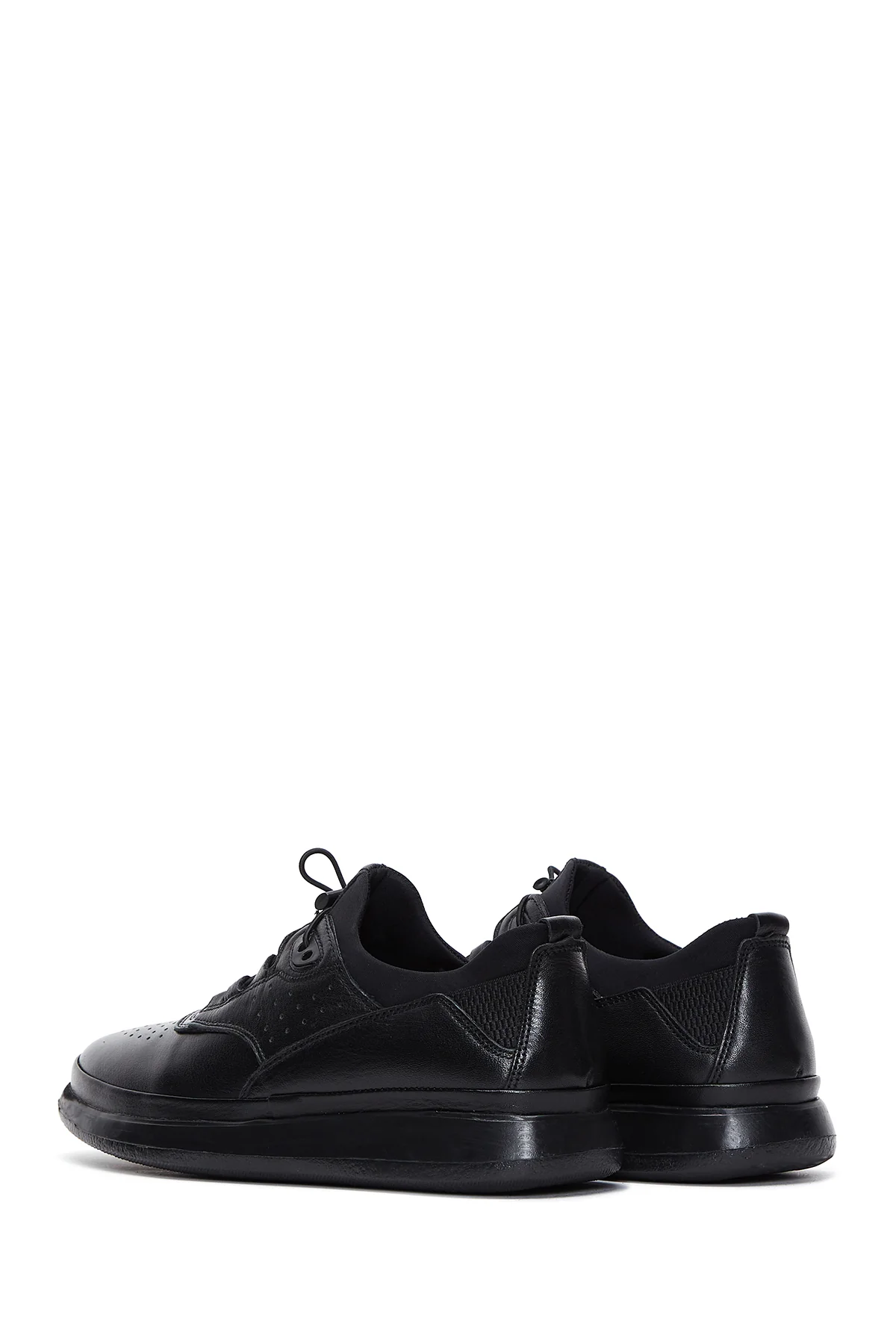 Erkek Siyah Deri Casual Sneaker - Image 5