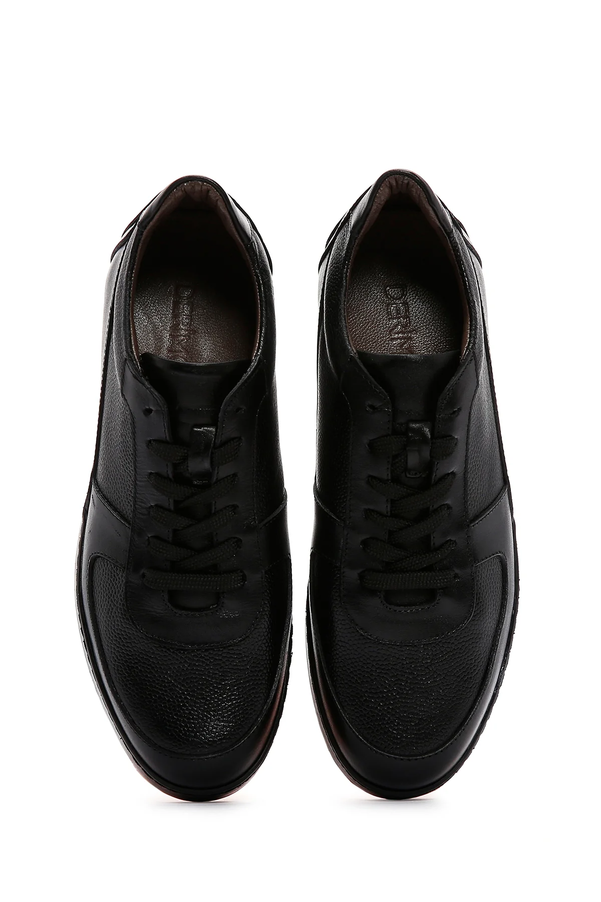 Erkek Siyah Deri Casual Sneaker - Image 6