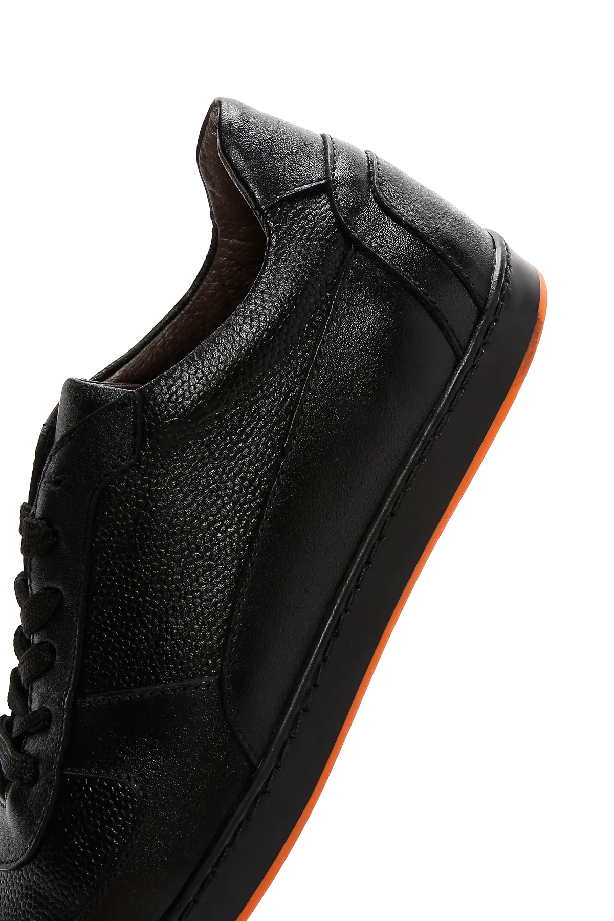 Erkek Siyah Deri Casual Sneaker - Image 7