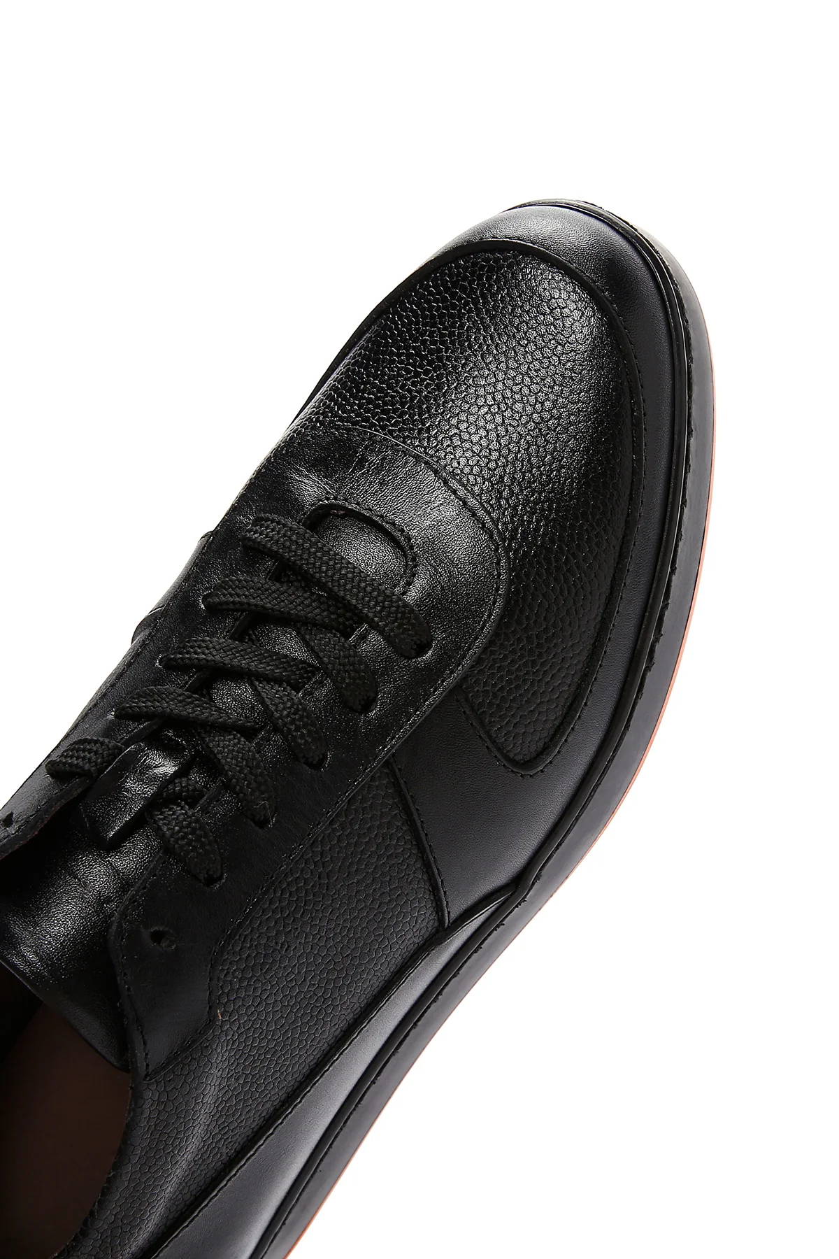 Erkek Siyah Deri Casual Sneaker - Image 9