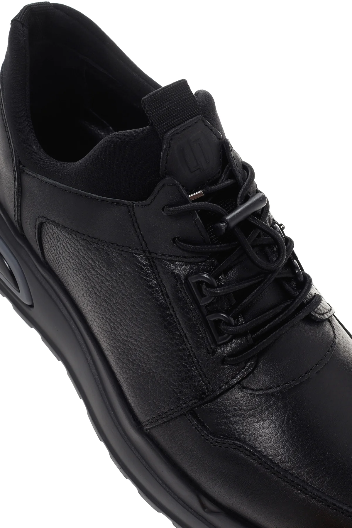 Erkek Siyah Deri Casual Sneaker - Image 10
