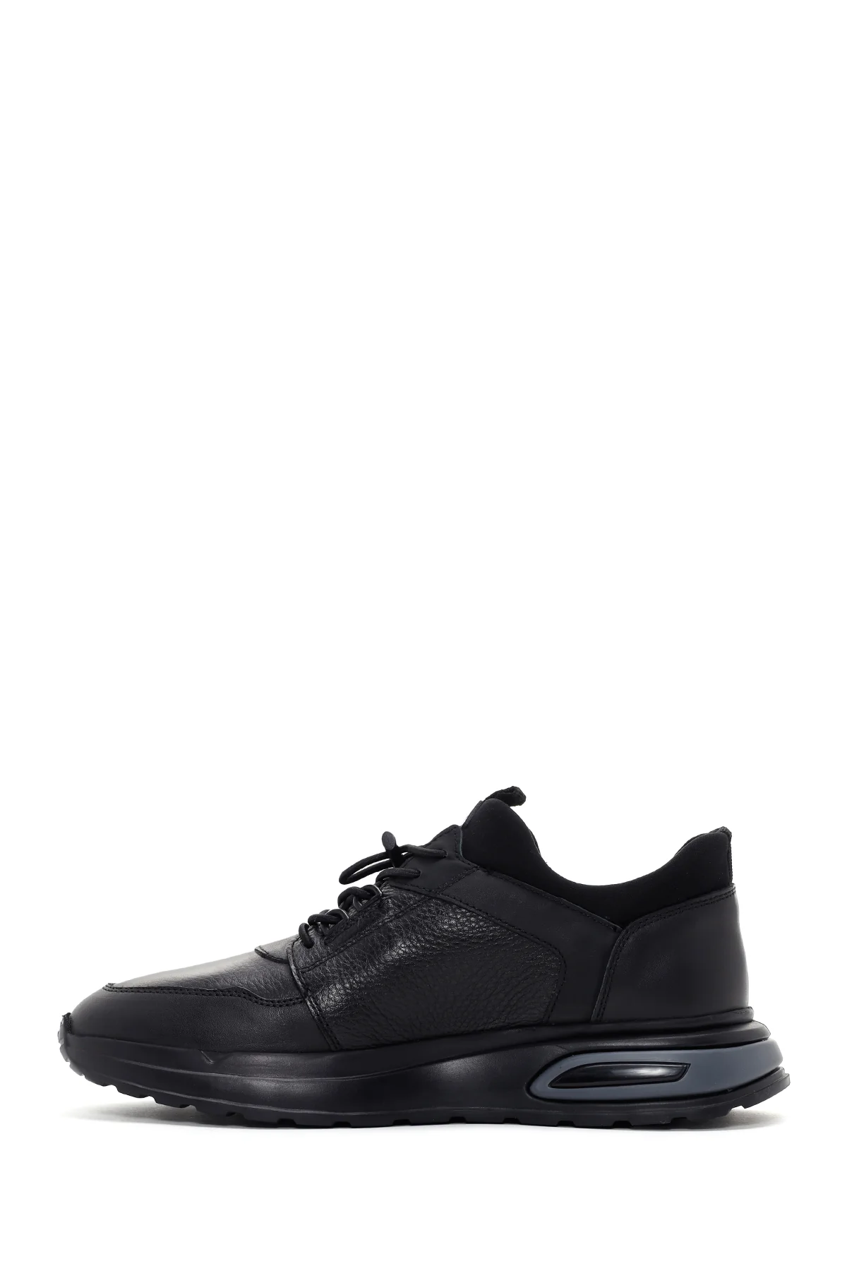 Erkek Siyah Deri Casual Sneaker - Image 2