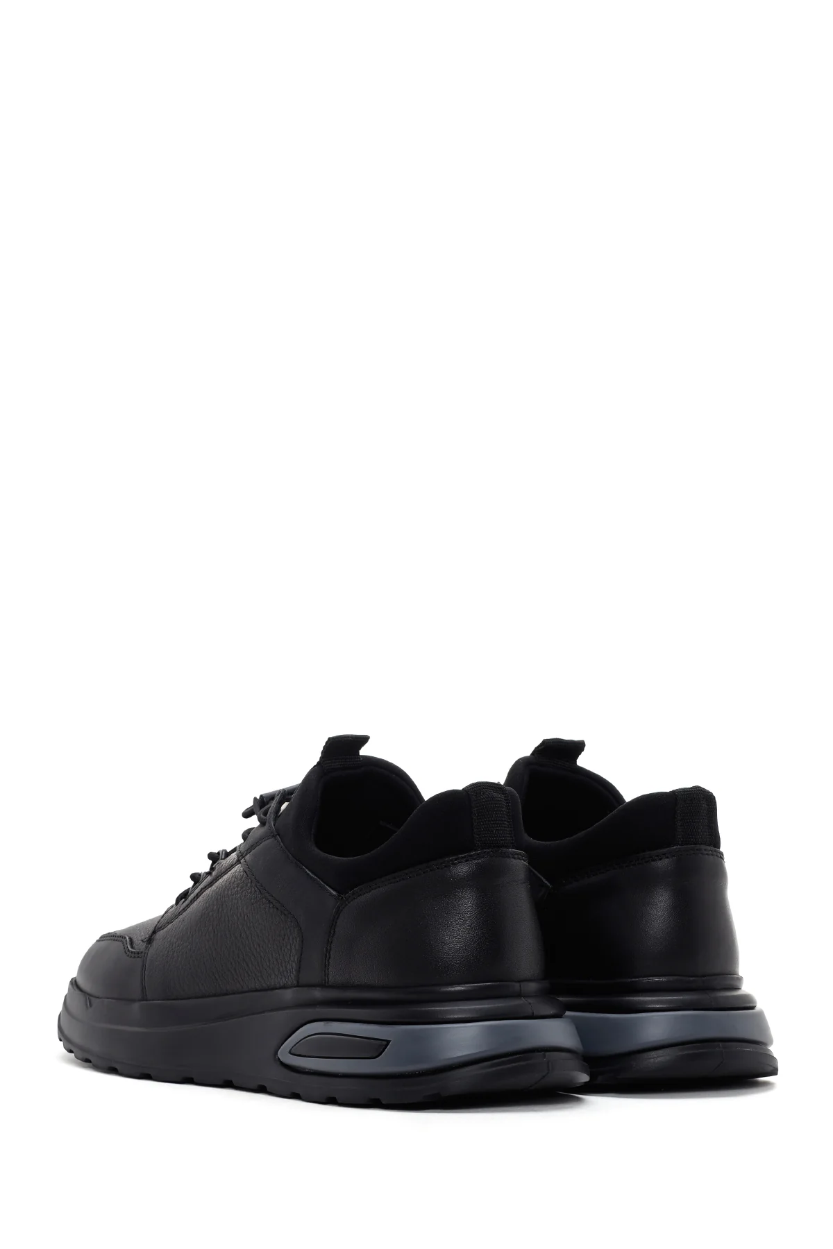 Erkek Siyah Deri Casual Sneaker - Image 5