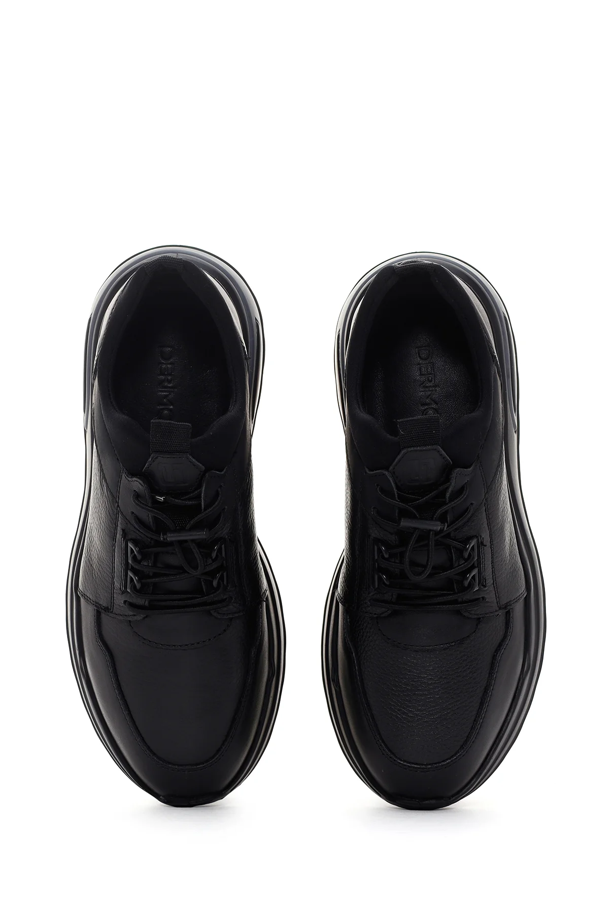 Erkek Siyah Deri Casual Sneaker - Image 6